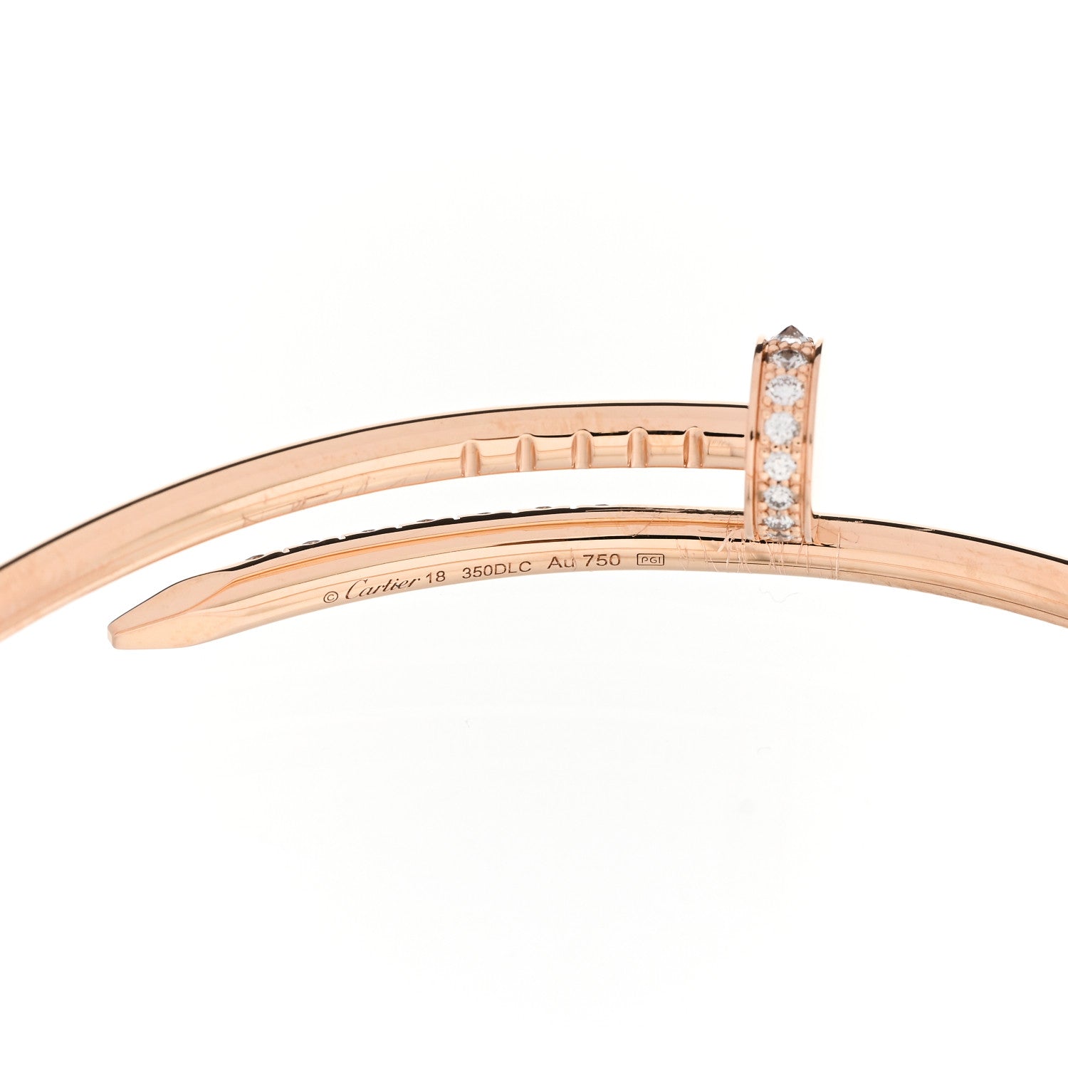 18K Pink Gold Diamond Small Juste Un Clou Reverse Set Bracelet 18 — view 4