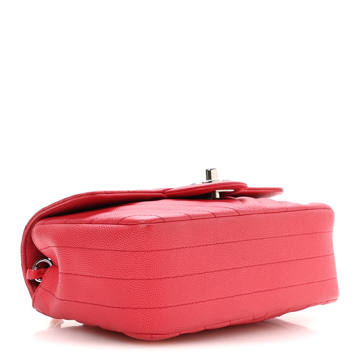 Caviar Chevron Quilted Mini Rectangular Flap Dark Pink — view 4