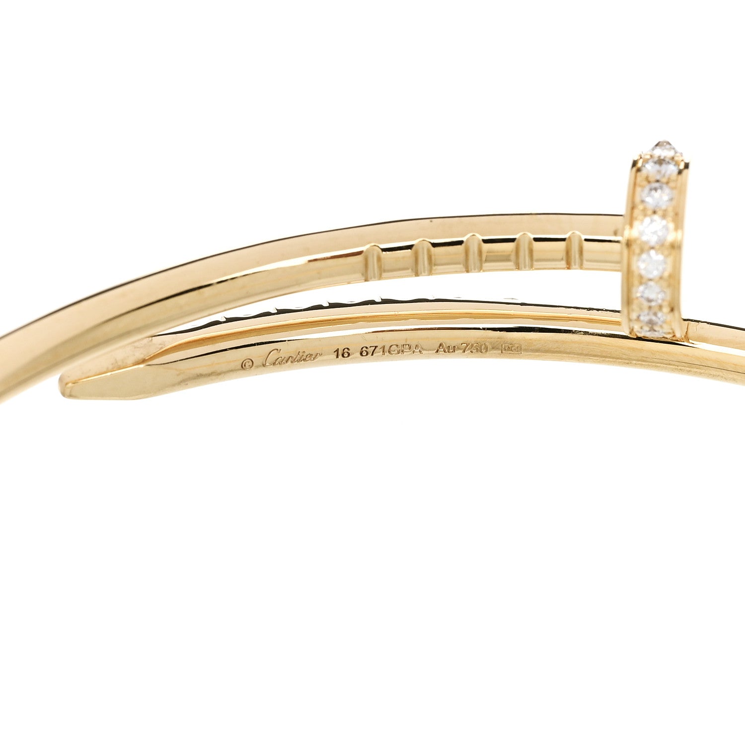 18K Yellow Gold Diamond Small Juste Un Clou Reverse Set Bracelet — view 4
