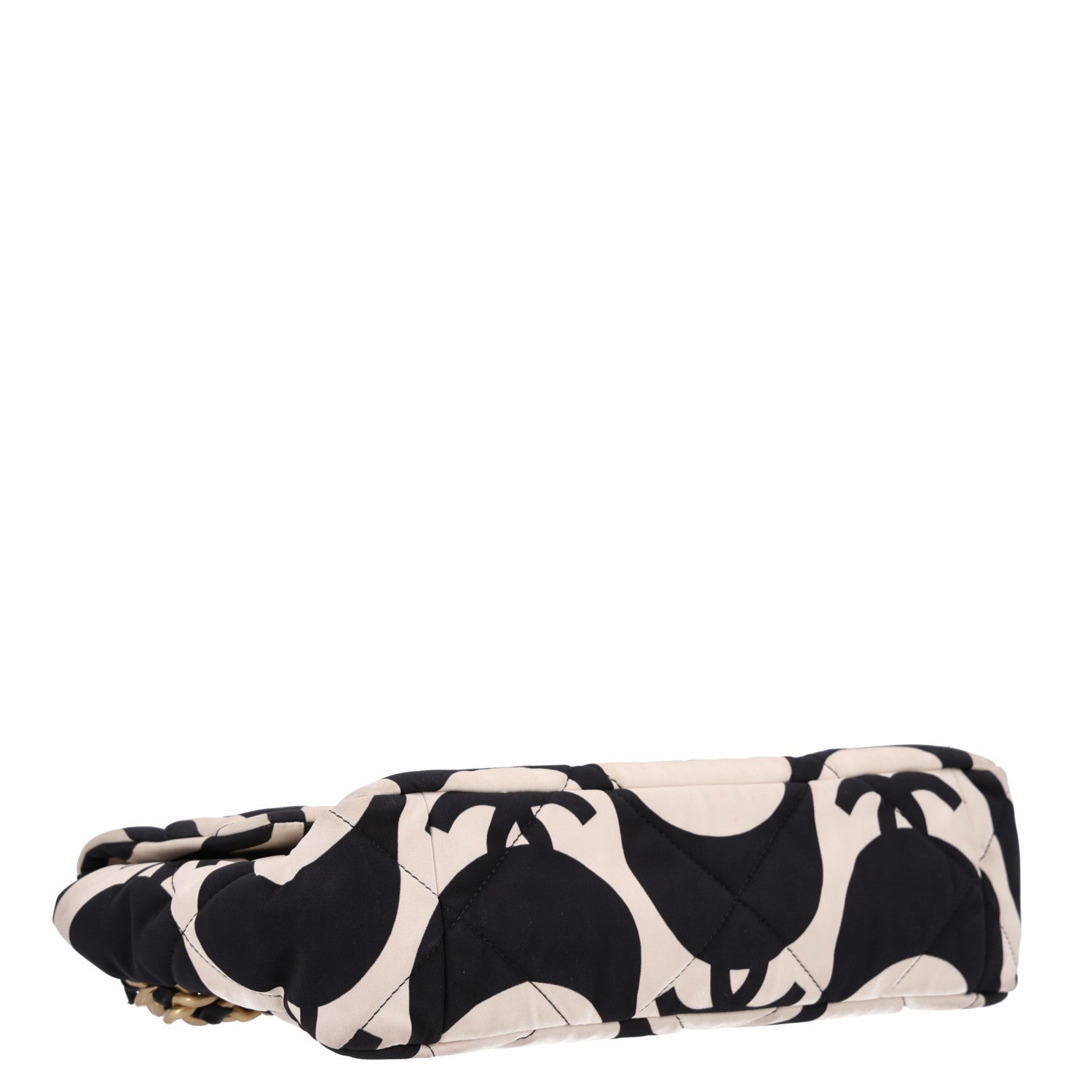 Fabric Printed Large Chanel 19 Flap Black Ecru — view 4