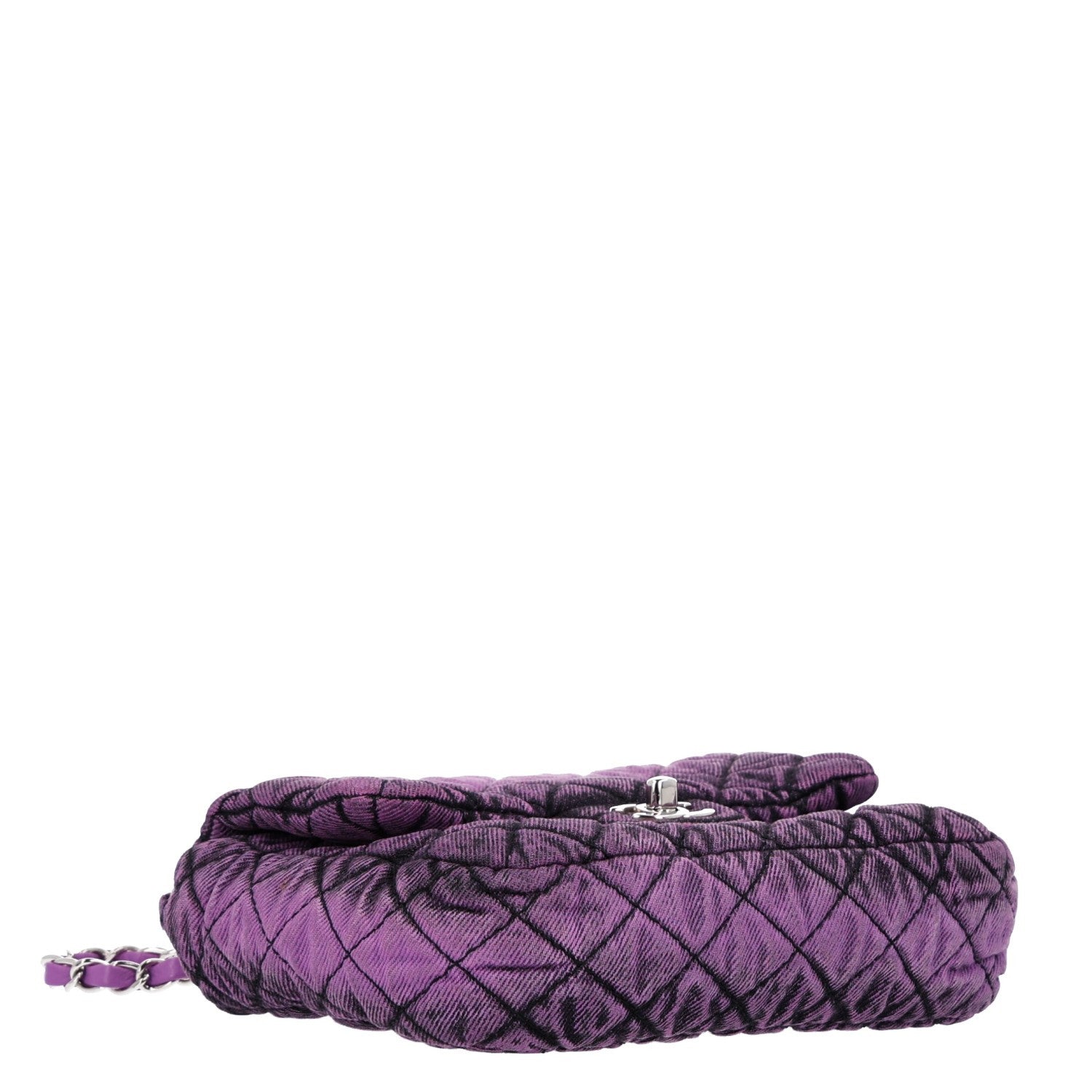 Washed Denim Quilted Small Denimpression Flap Violet Purple Black — view 4