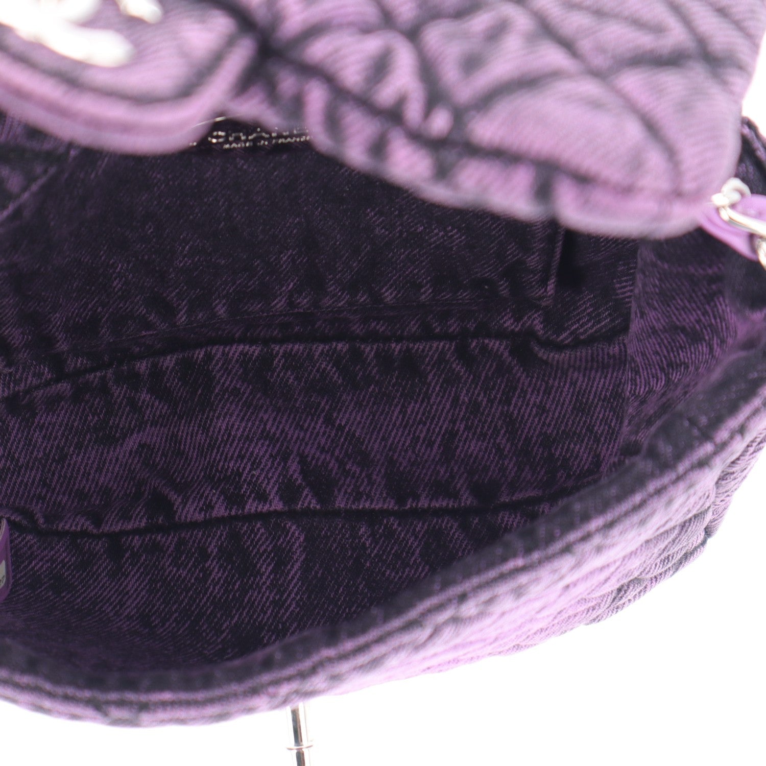 Washed Denim Quilted Small Denimpression Flap Violet Purple Black — view 5