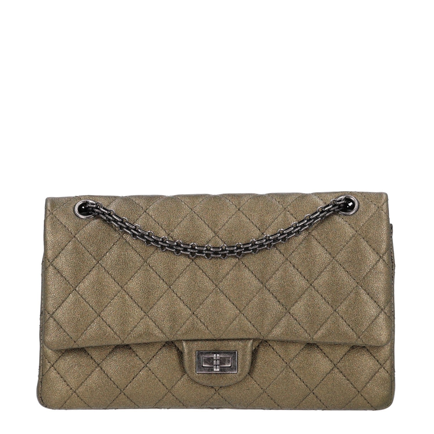 Metallic Calfskin Quilted 2.55 Reissue 226 Flap Green