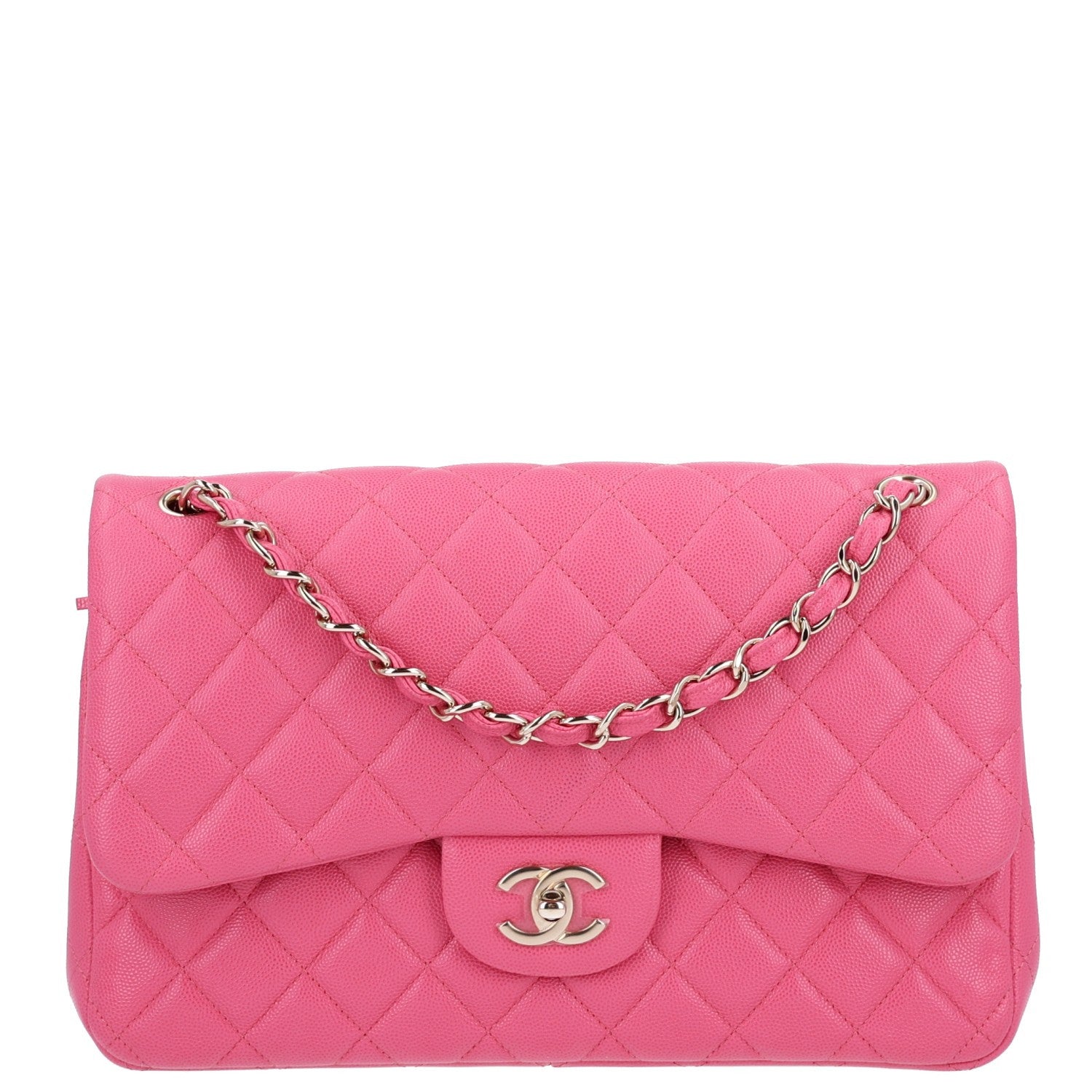 Caviar Quilted Jumbo Double Flap Pink