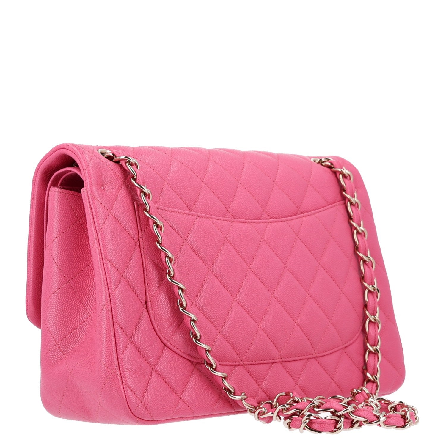 Caviar Quilted Jumbo Double Flap Pink — view 3