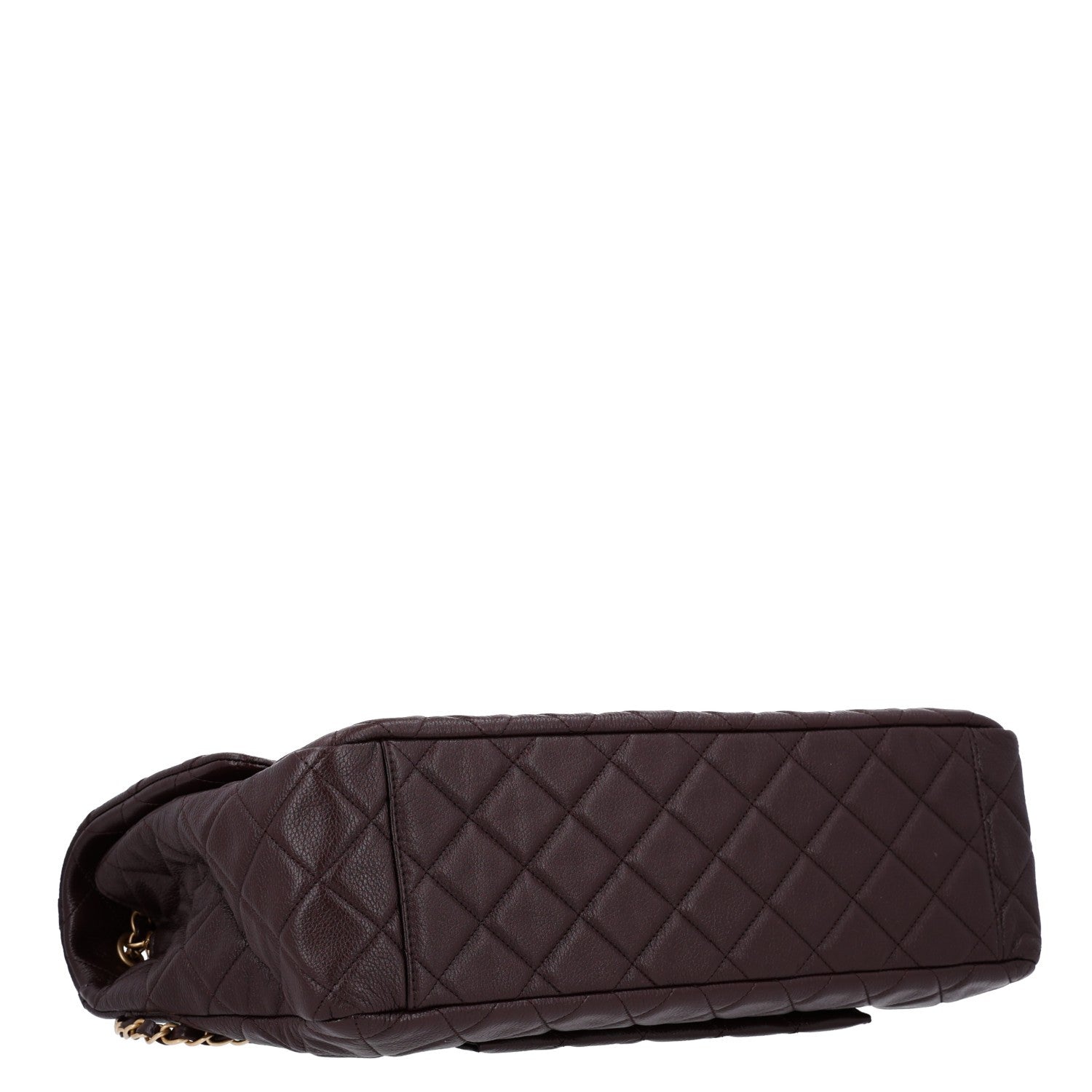 Grained Calfskin Quilted XXL Travel Flap Bag Burgundy — view 4