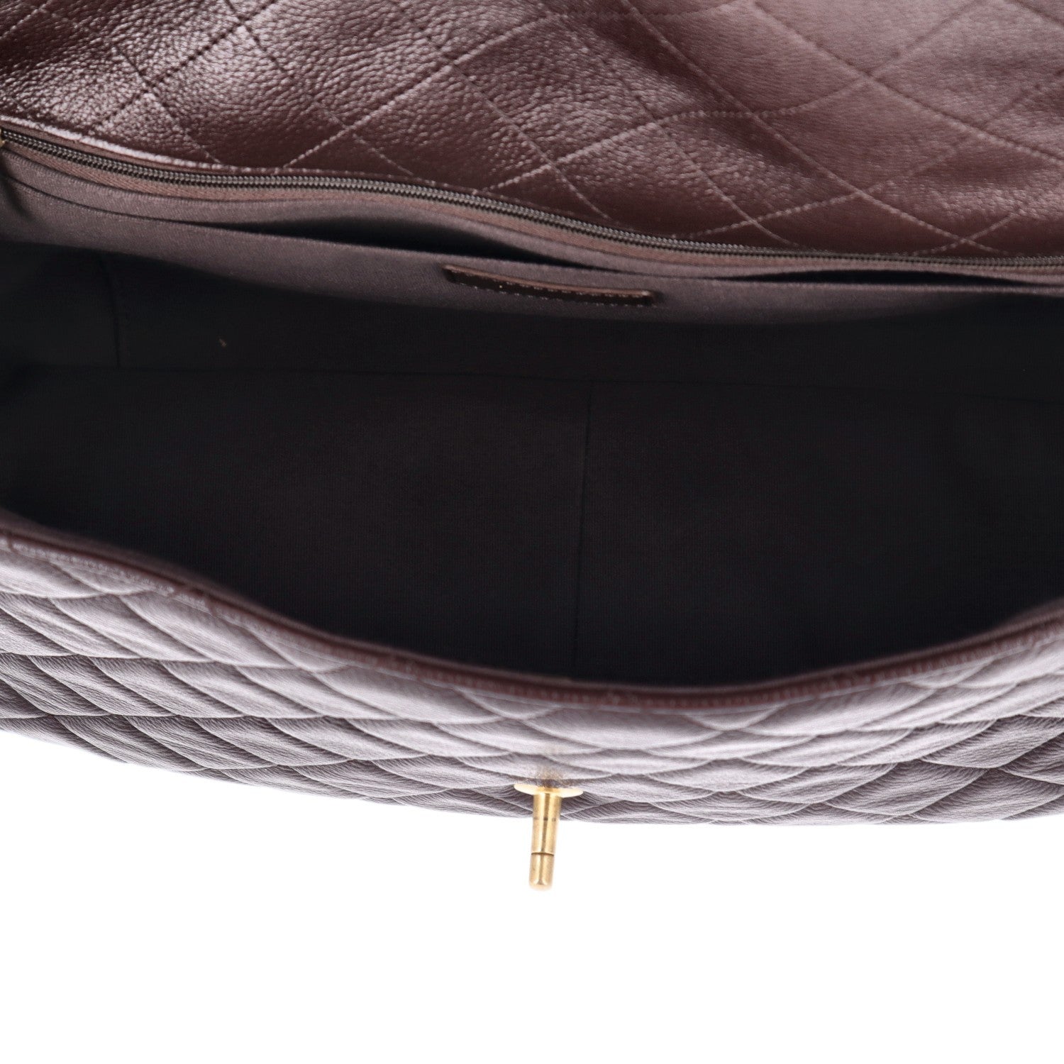 Grained Calfskin Quilted XXL Travel Flap Bag Burgundy — view 5