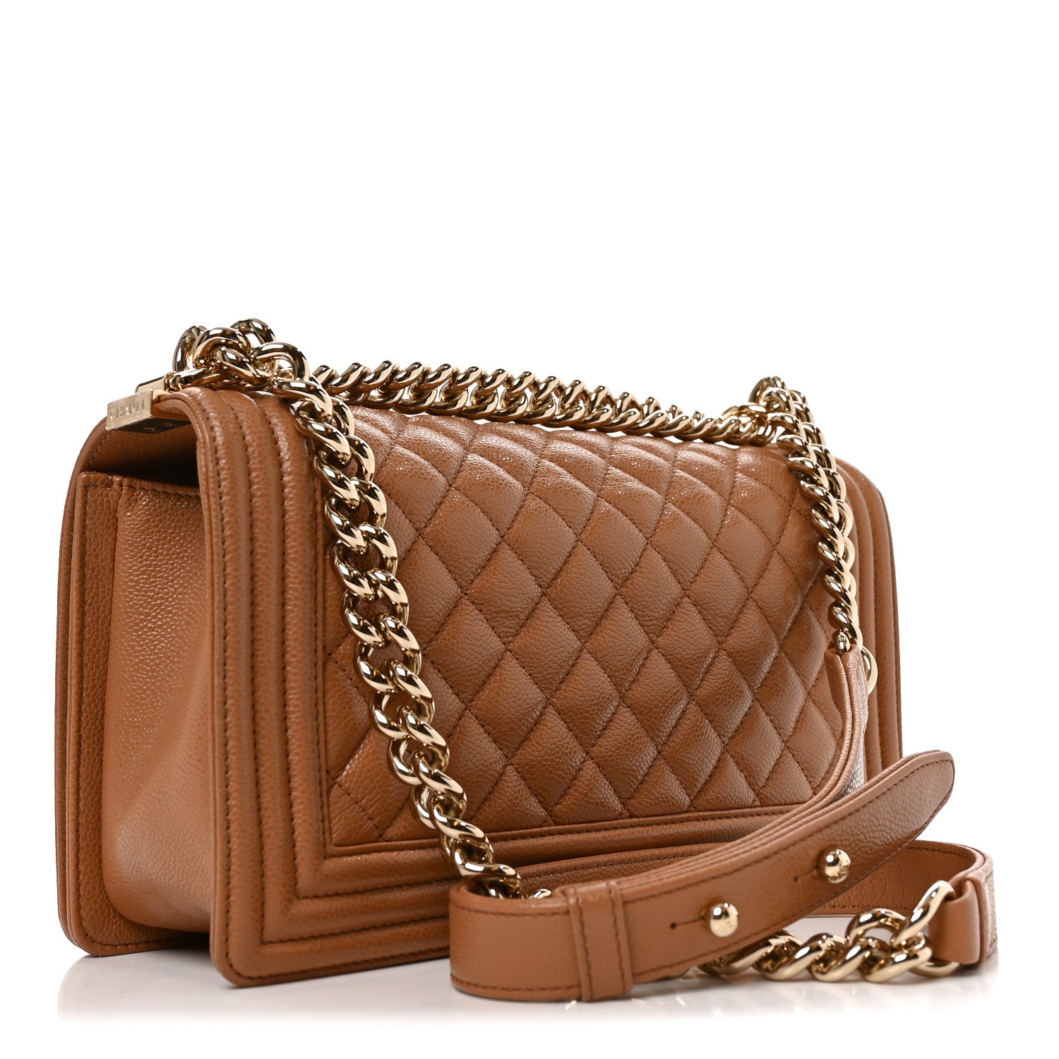 Caviar Quilted Medium Boy Flap Brown — view 3