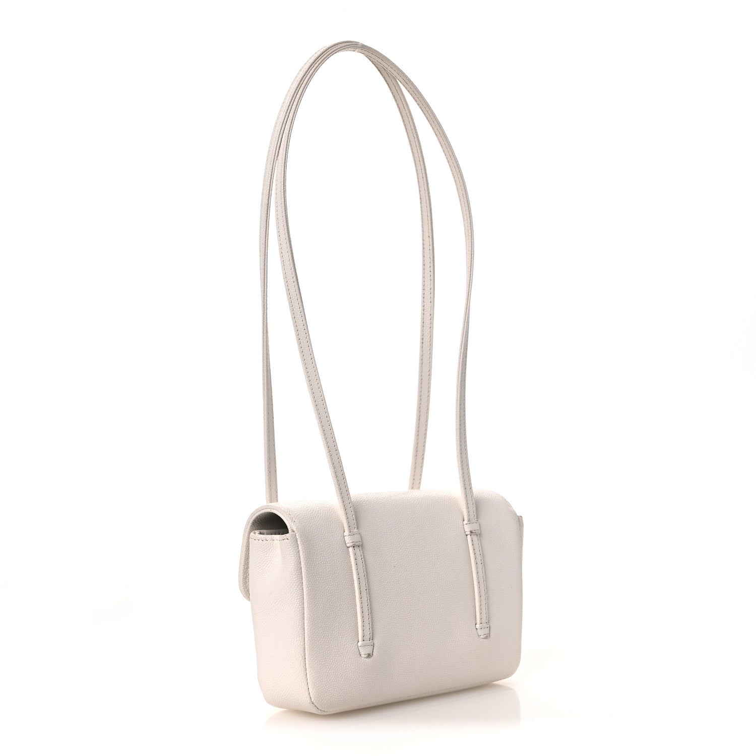 Shiny Caviar Mini Preppy Coco Shoulder Bag White — view 3