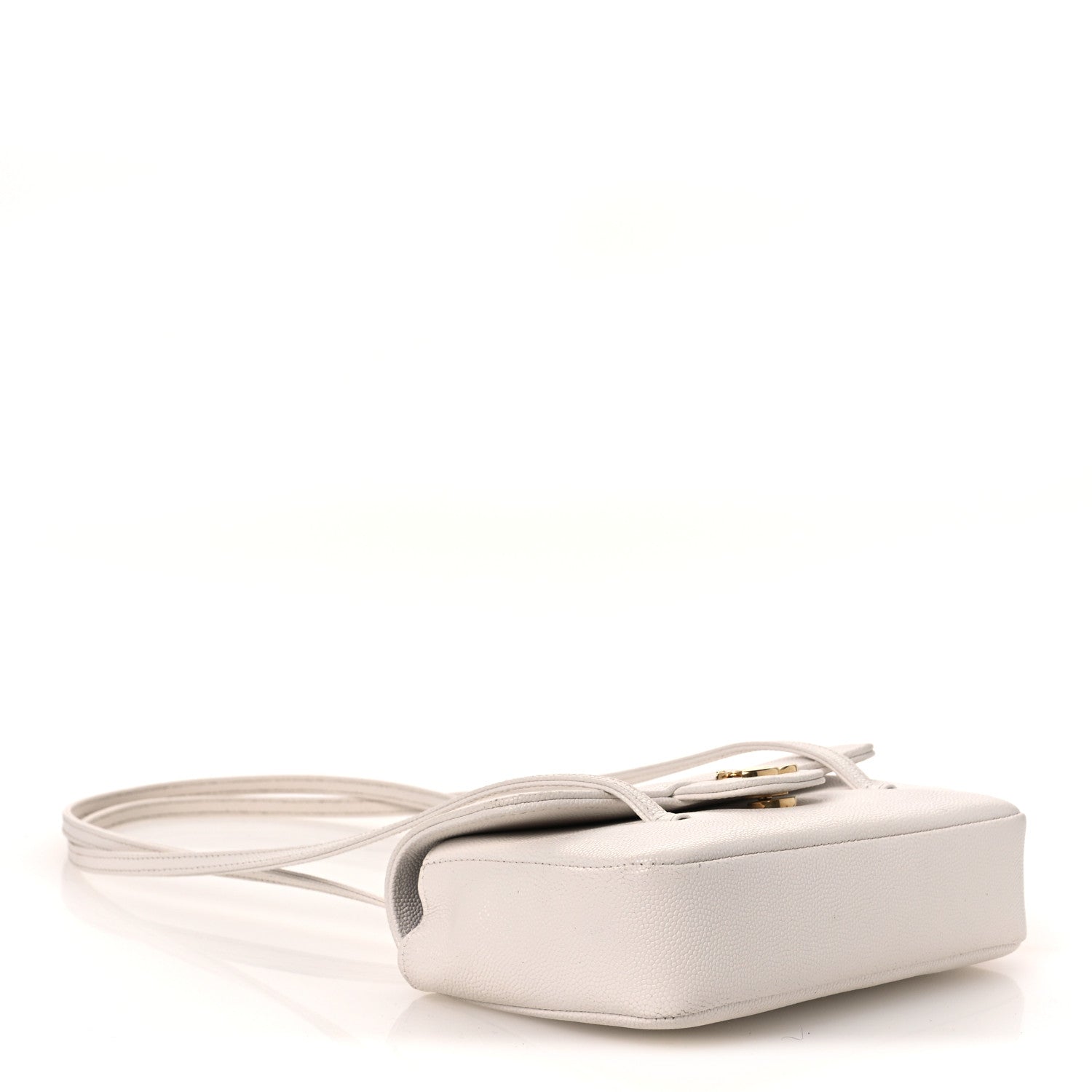 Shiny Caviar Mini Preppy Coco Shoulder Bag White — view 4