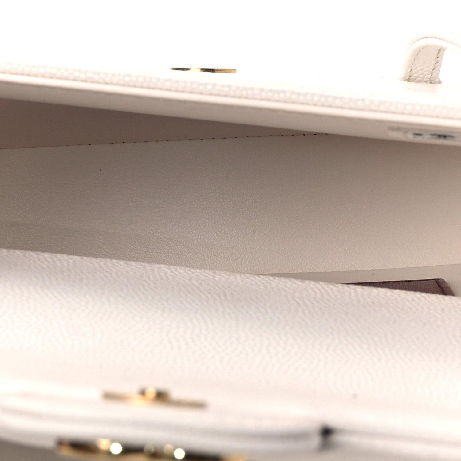 Shiny Caviar Mini Preppy Coco Shoulder Bag White — view 5