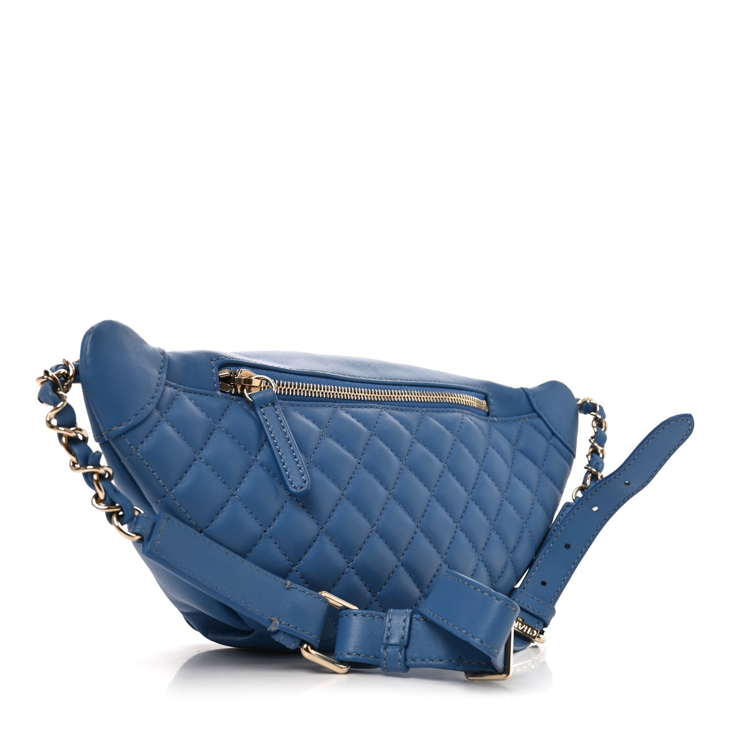 Lambskin Quilted Bi Waist Bag Pack Blue — view 3
