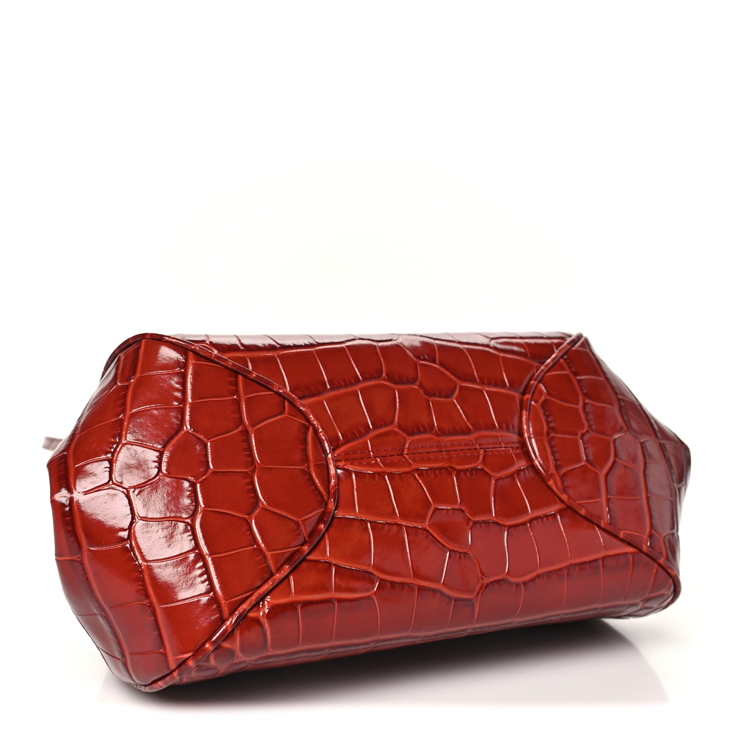 Calfskin Crocodile Embossed Pretty CC Clutch With Strap Burgundy — view 4