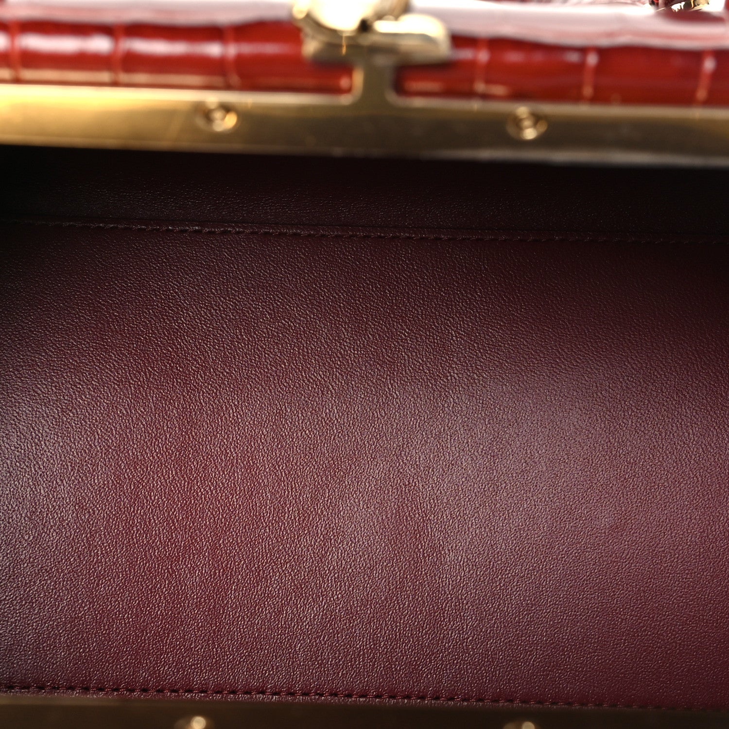 Calfskin Crocodile Embossed Pretty CC Clutch With Strap Burgundy — view 5