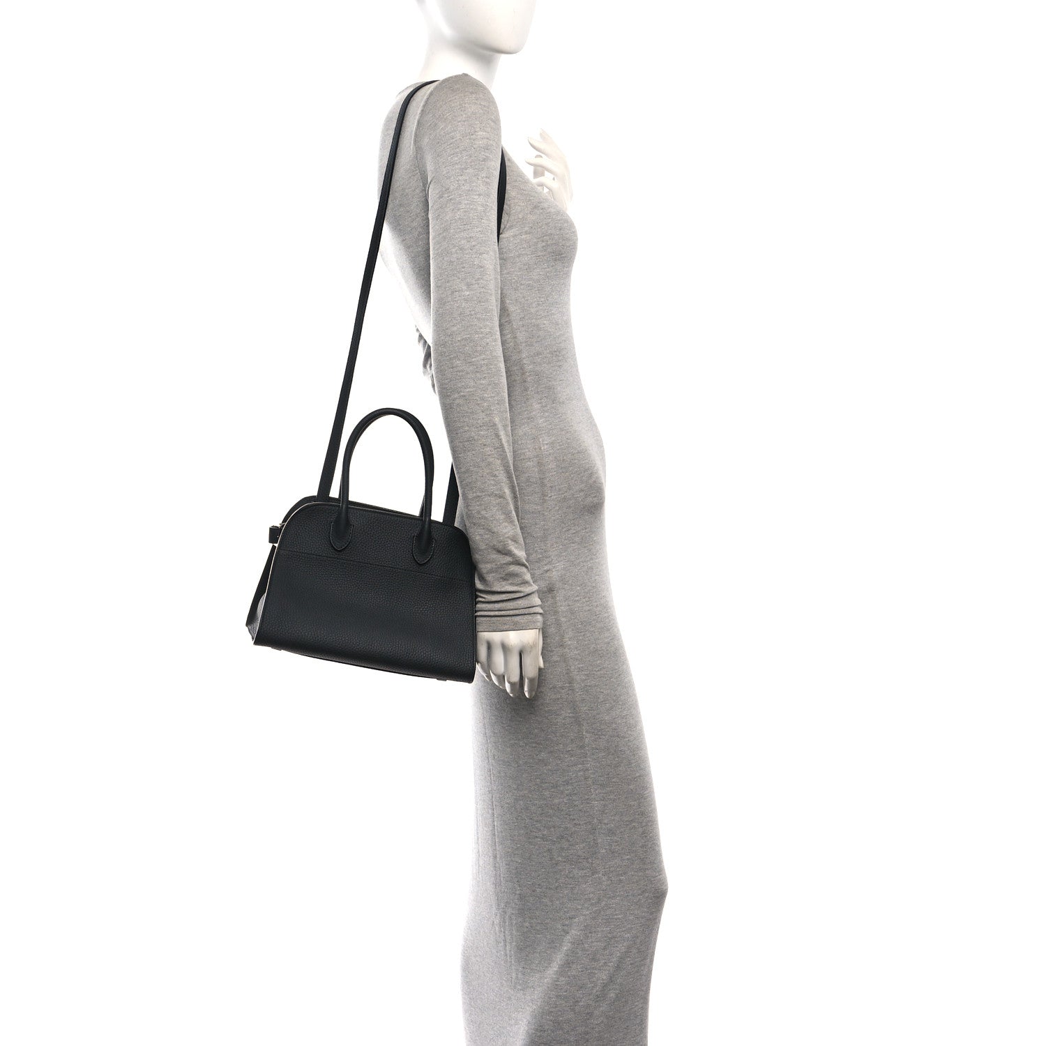 Grained Calfskin Soft Margaux 10 Bag Black — view 2