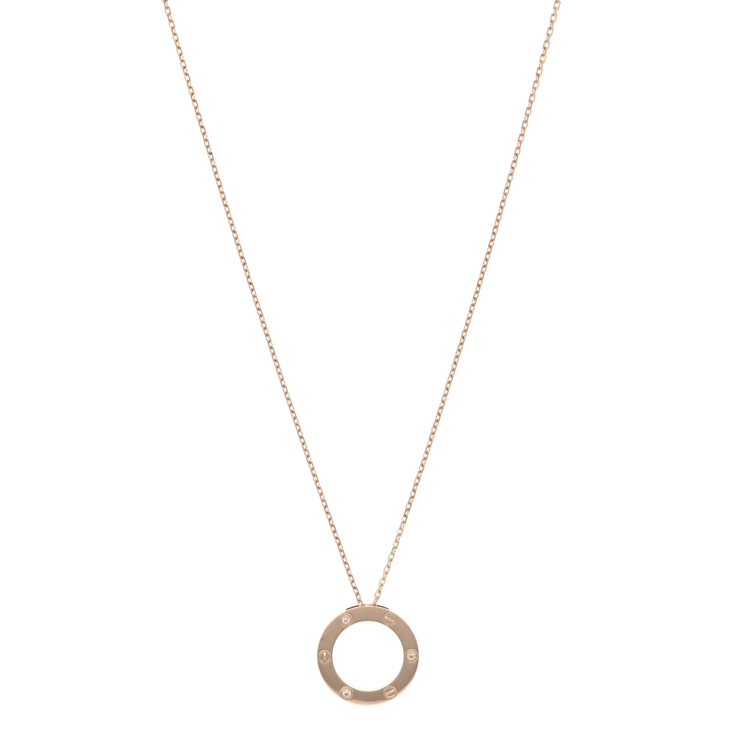 18K Pink Gold 3 Diamonds LOVE Pendant Necklace