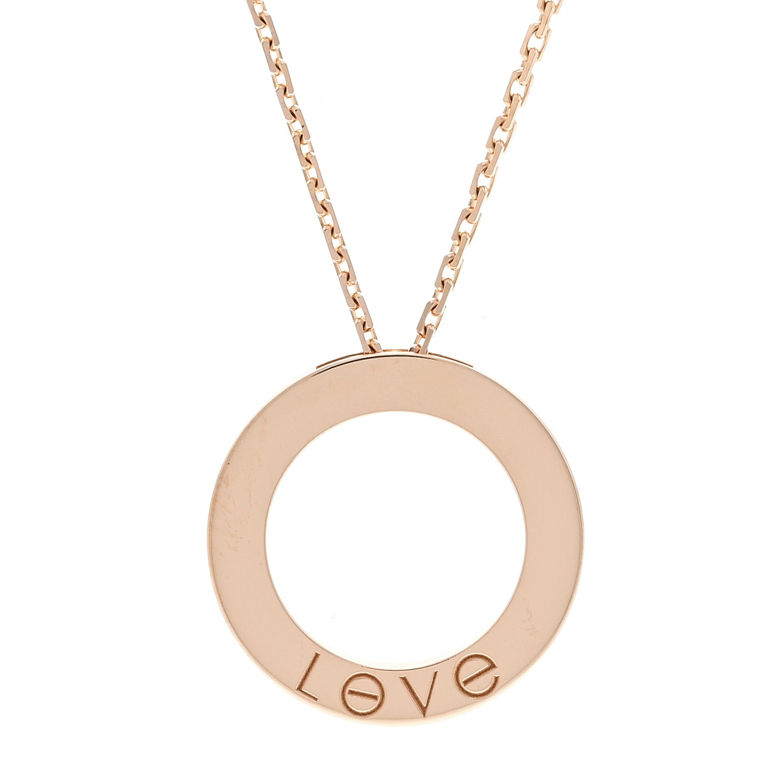 18K Pink Gold 3 Diamonds LOVE Pendant Necklace — view 4