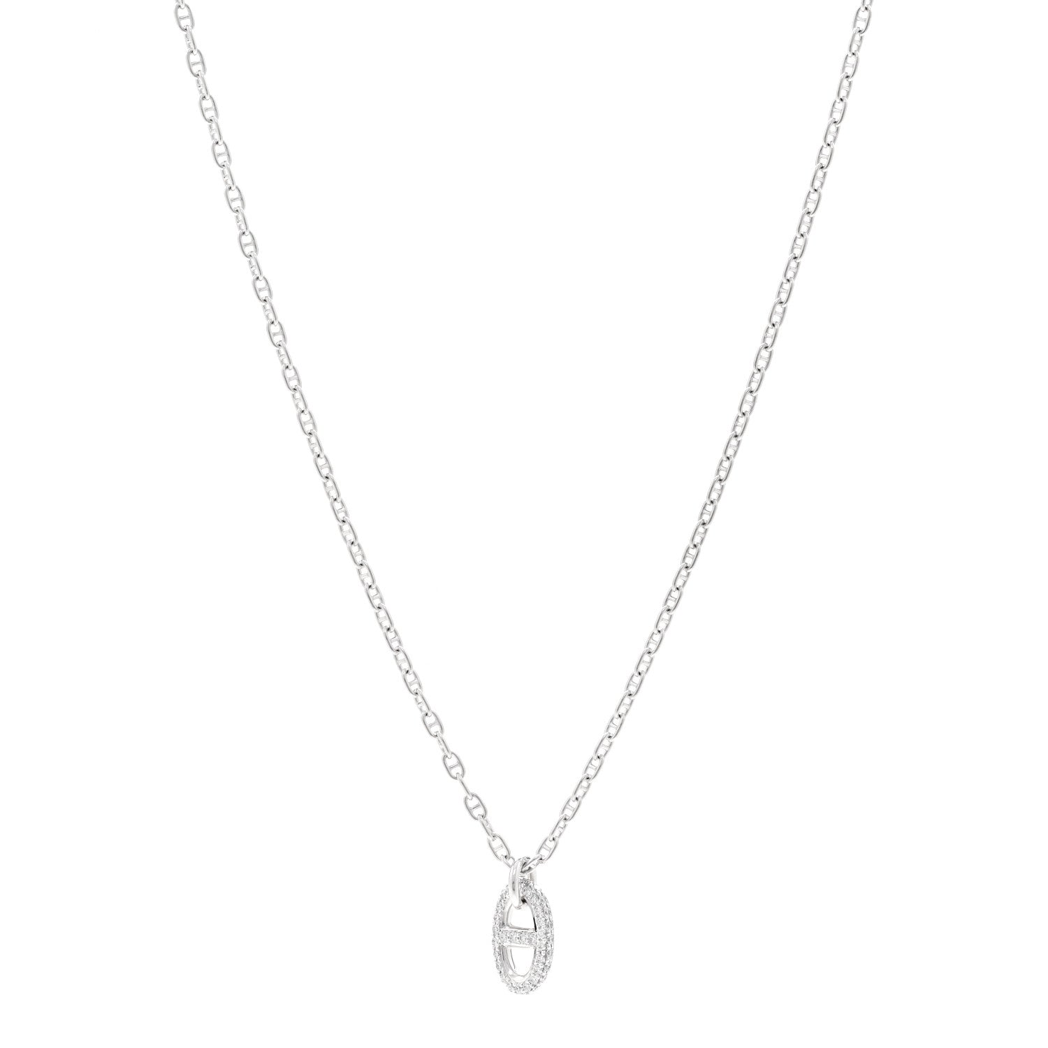 18K White Gold Diamond New Farandole Pendant Necklace ST