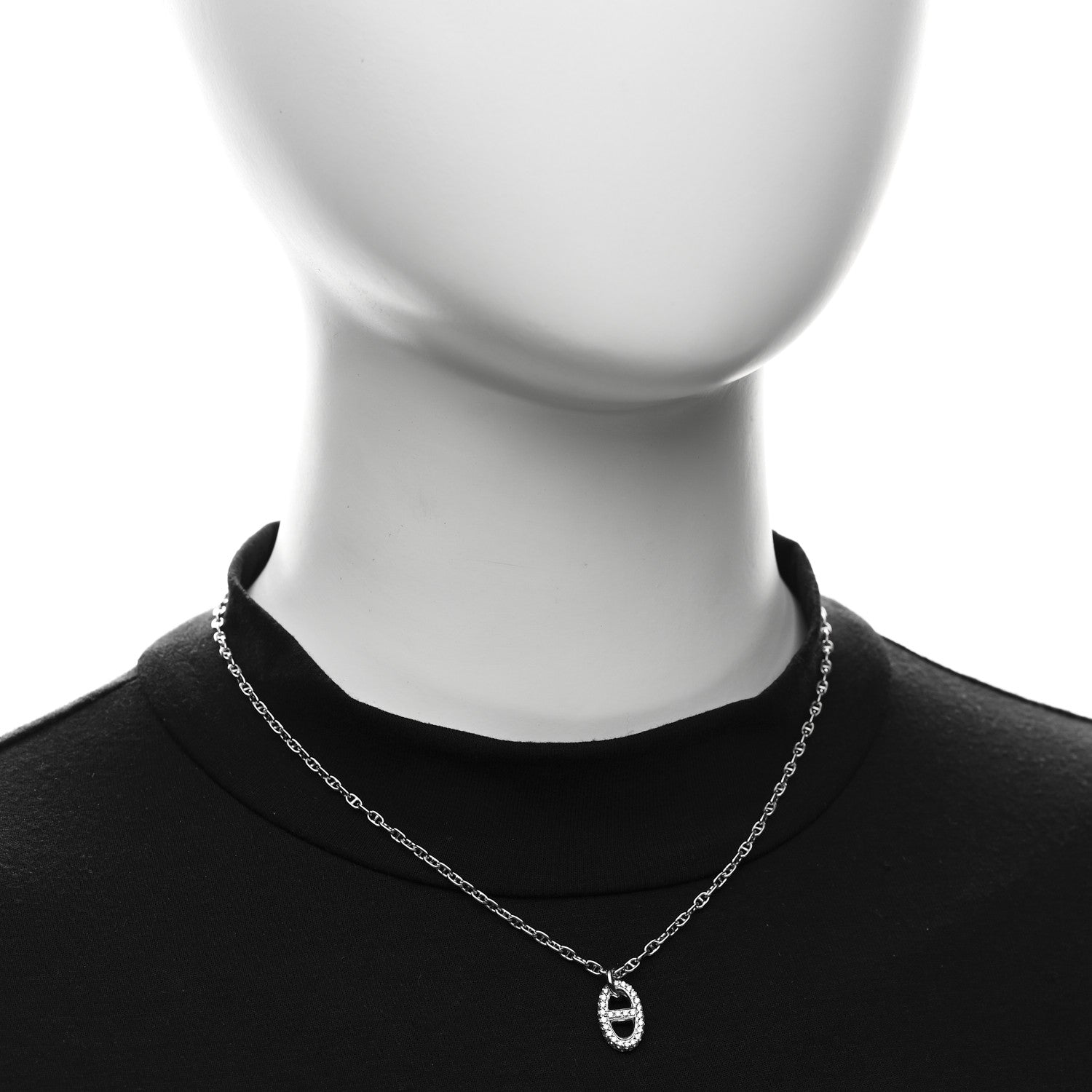 18K White Gold Diamond New Farandole Pendant Necklace ST — view 2