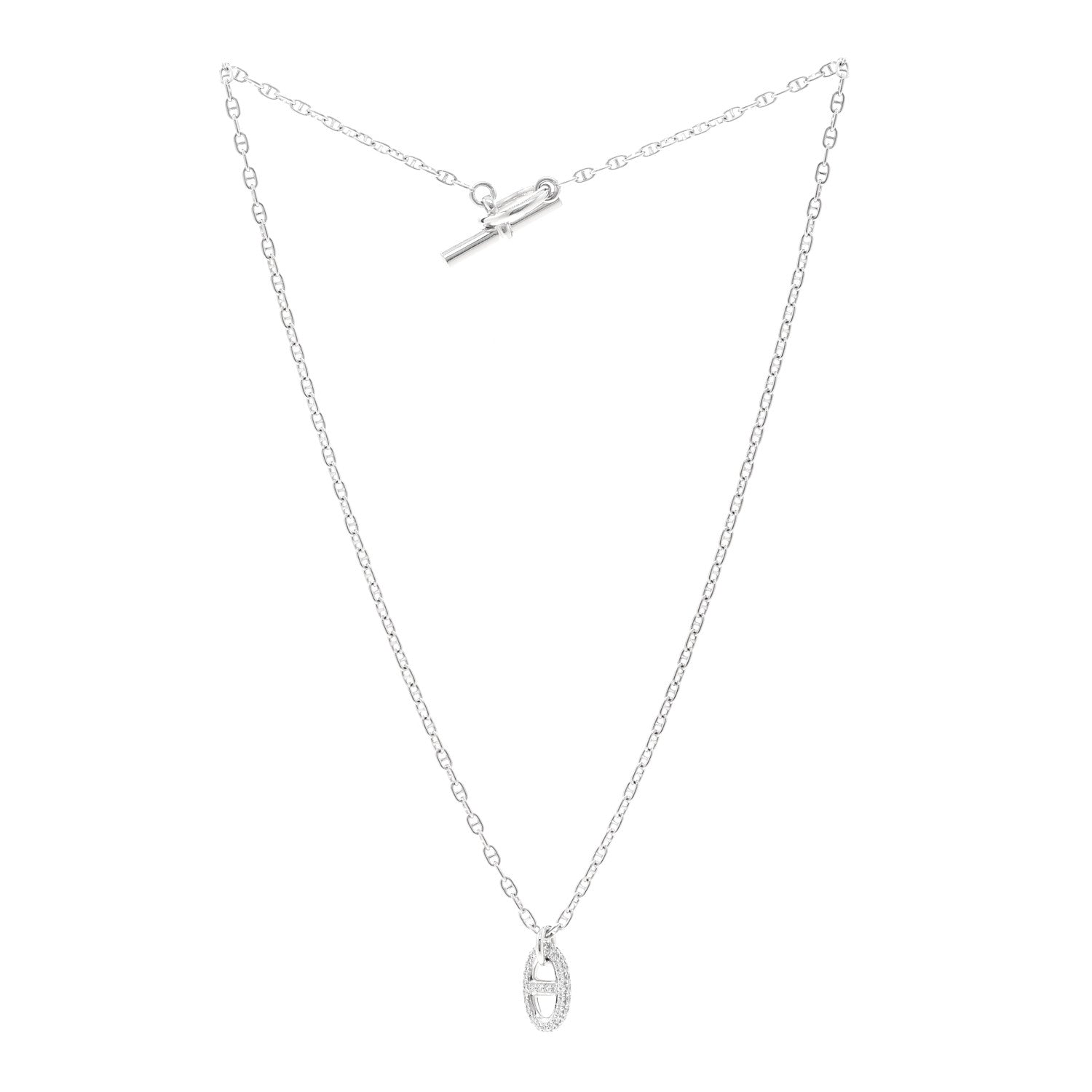 18K White Gold Diamond New Farandole Pendant Necklace ST — view 3