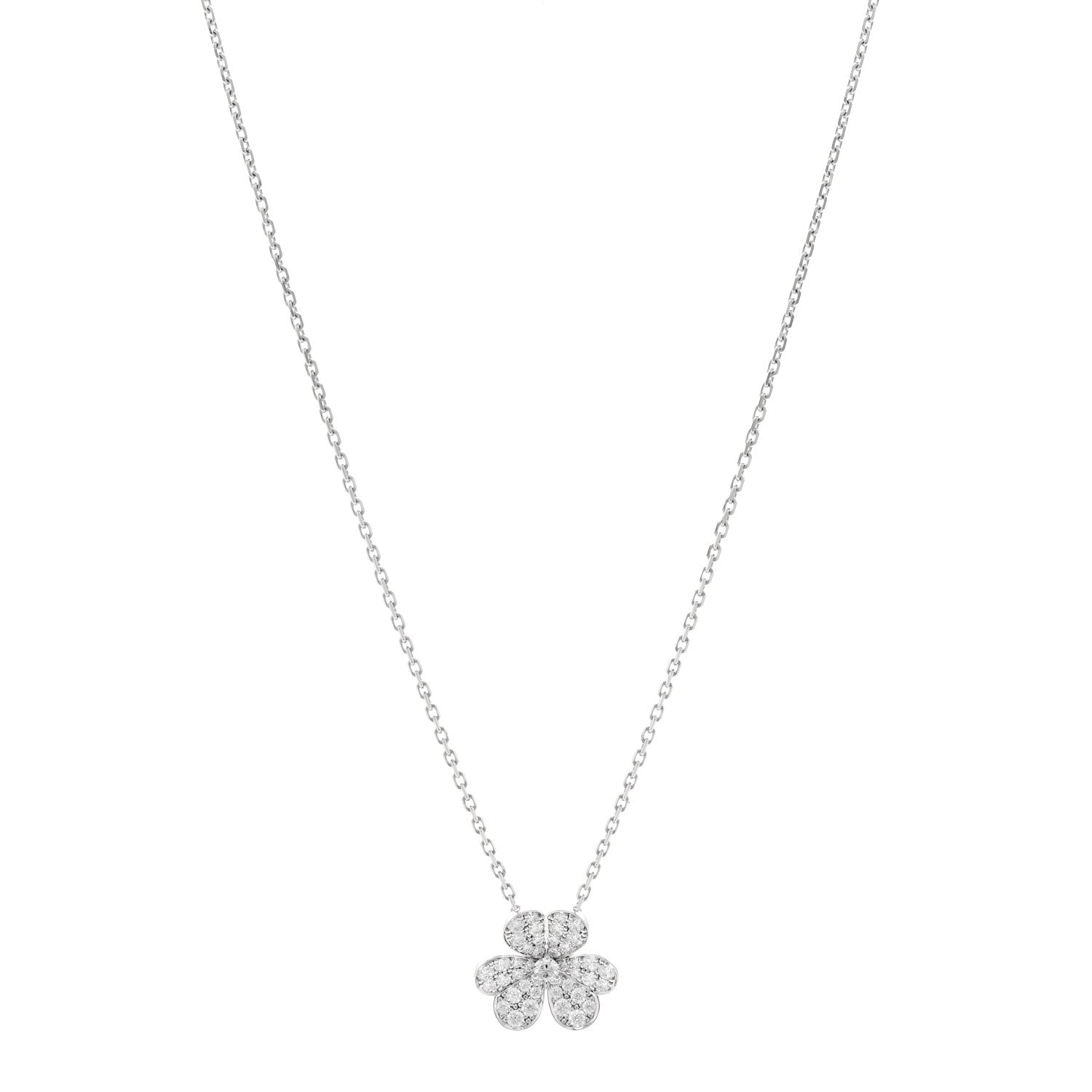 18K White Gold Diamond Small Frivole Pendant Necklace