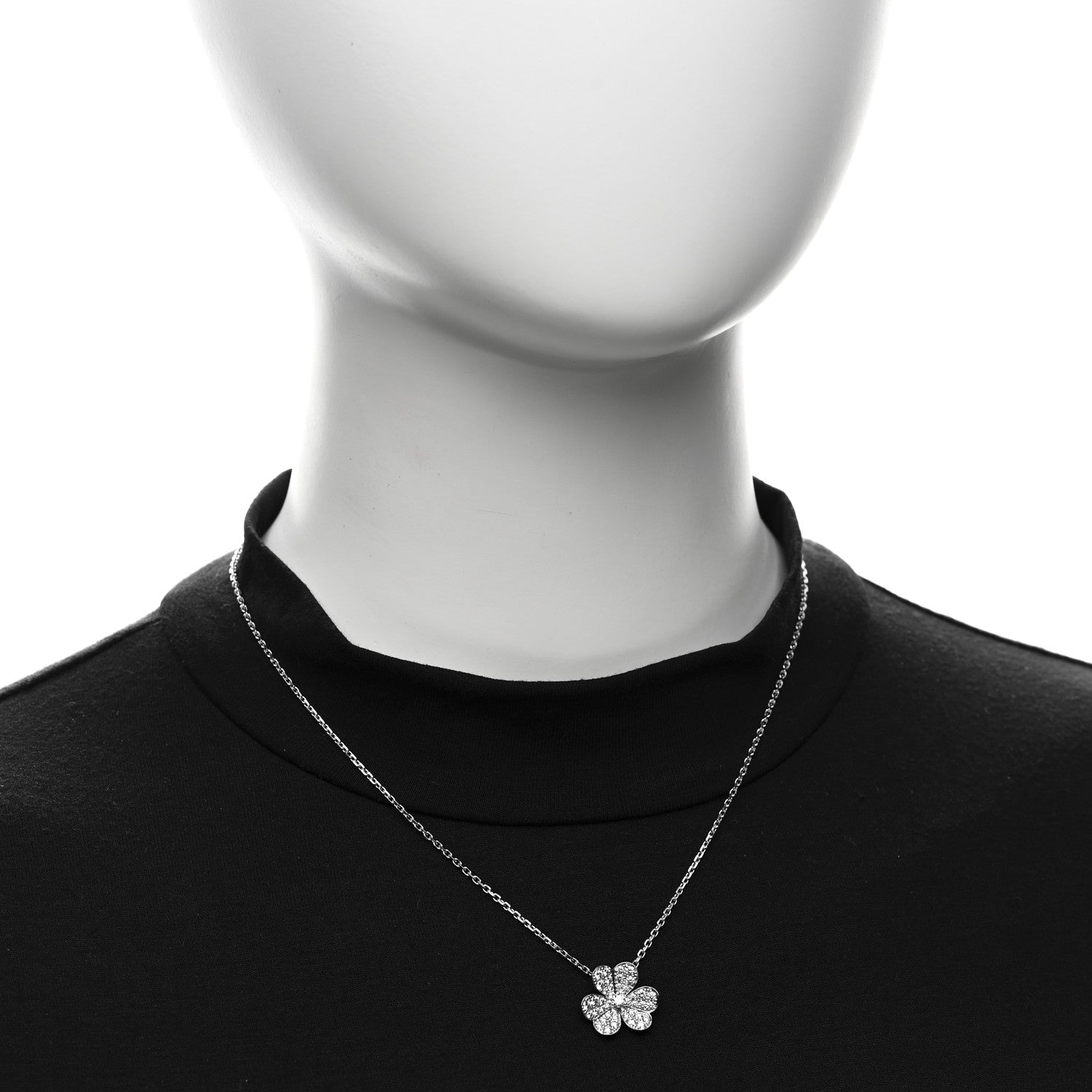 18K White Gold Diamond Small Frivole Pendant Necklace — view 2