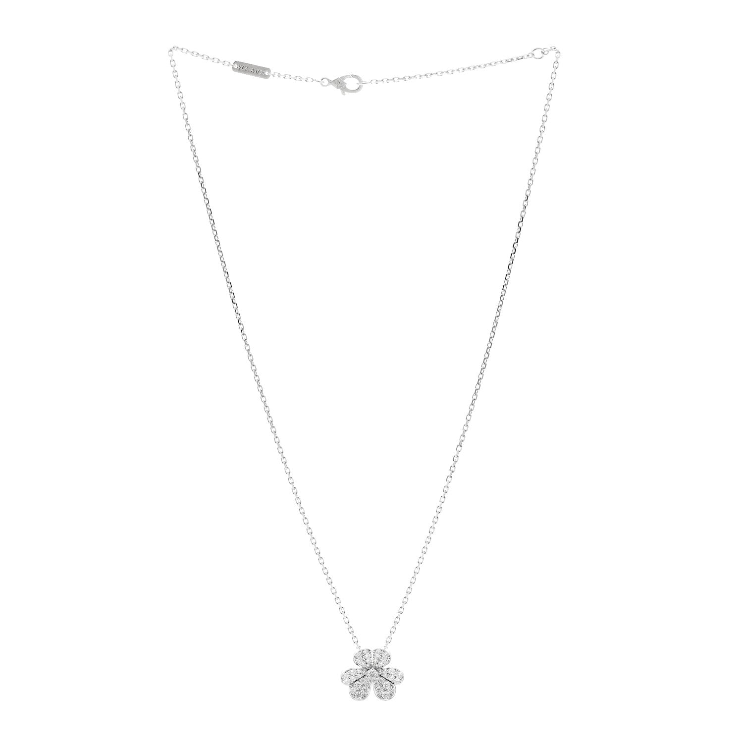 18K White Gold Diamond Small Frivole Pendant Necklace — view 3
