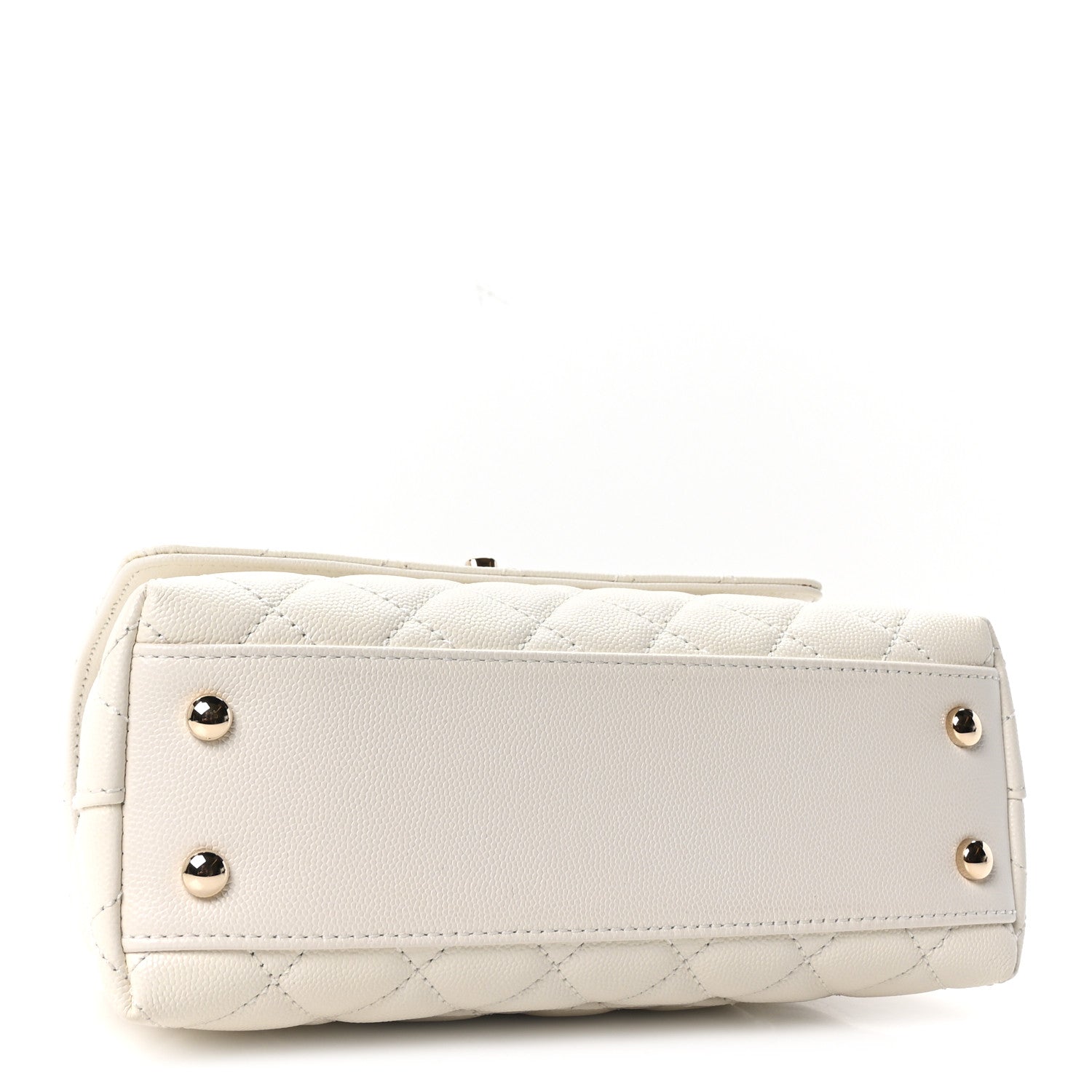 Caviar Quilted Mini Coco Handle Flap White — view 4