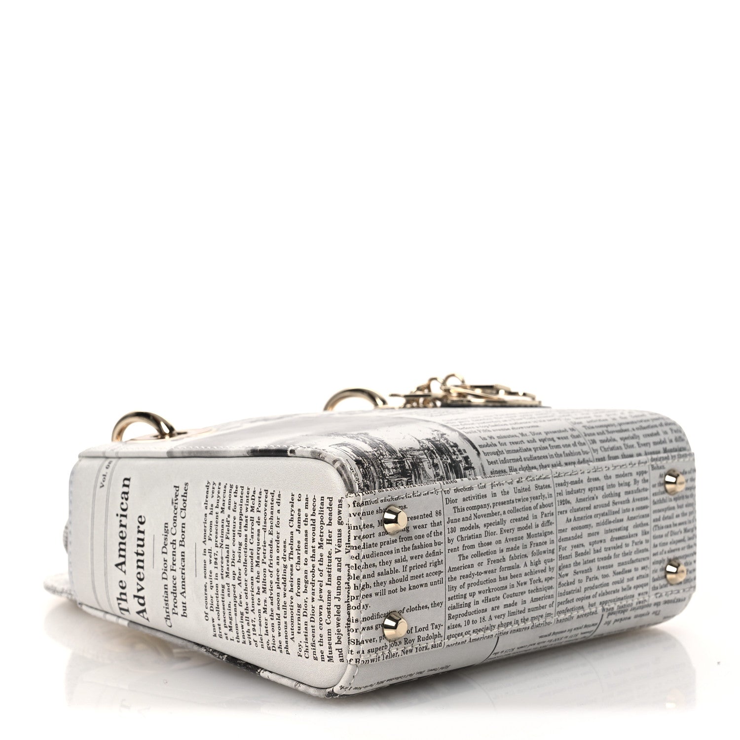Calfskin Newspaper Printed Mini Lady Dior Black White — view 4