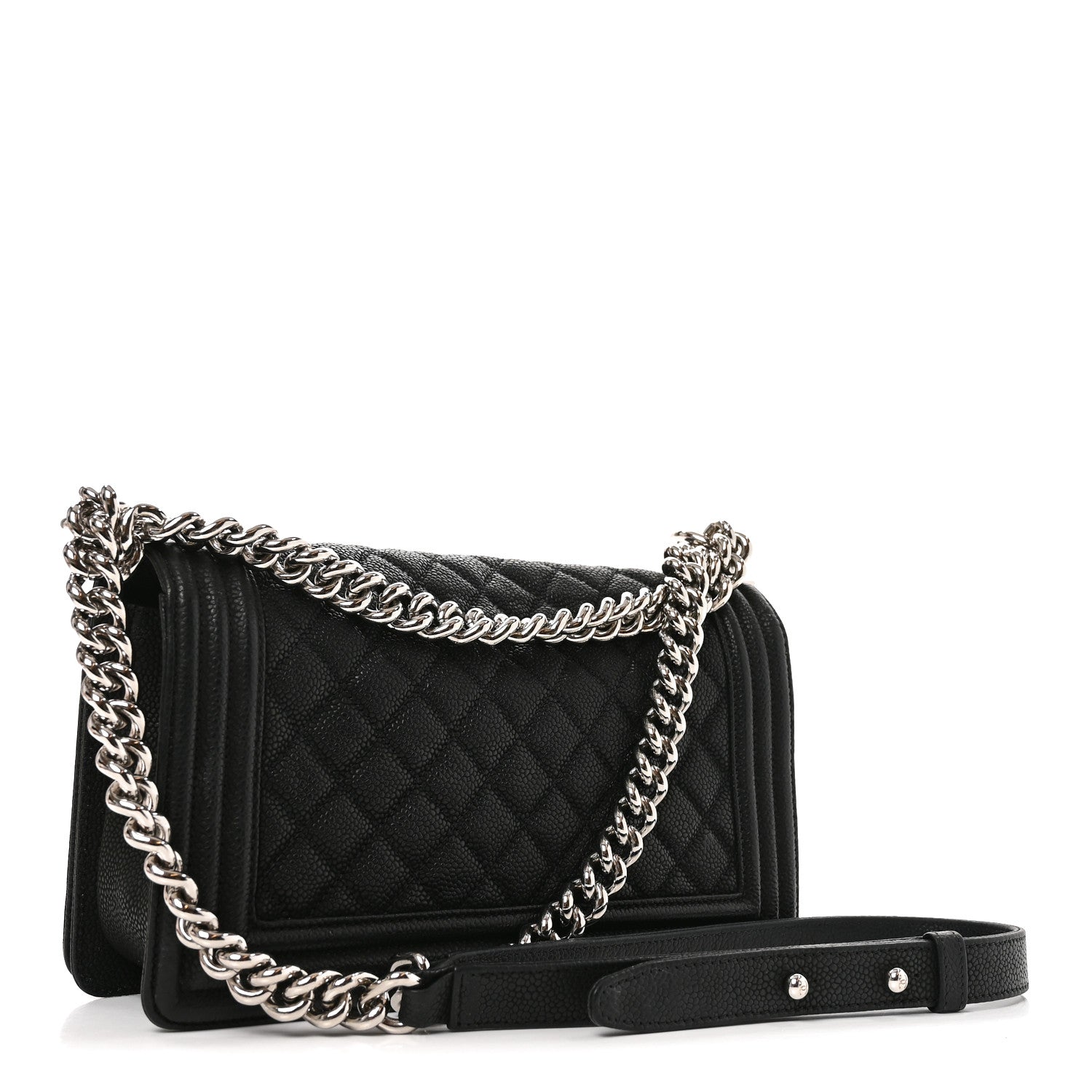 Iridescent Caviar Quilted Medium Boy Flap Black — view 3
