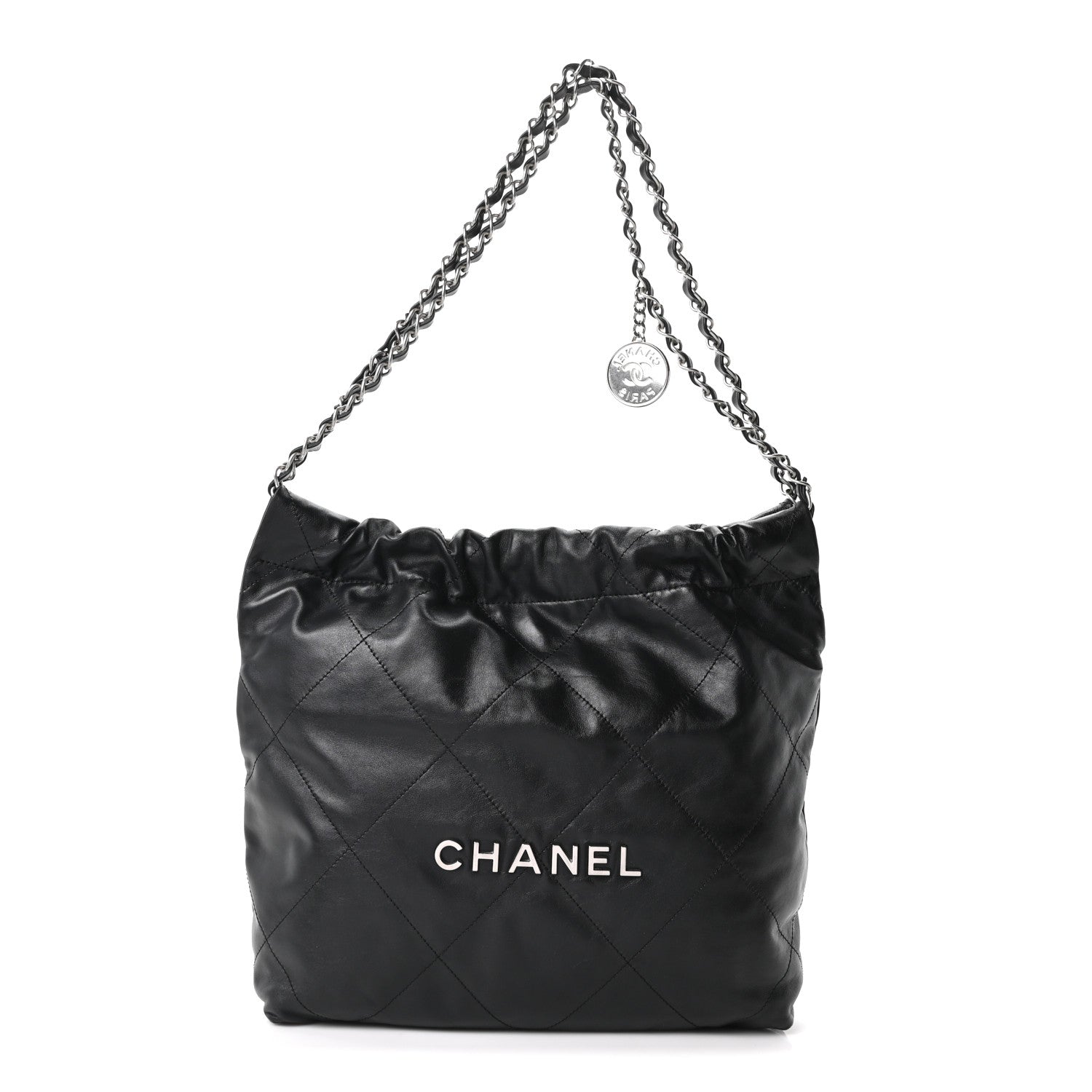 Shiny Calfskin Quilted Small Chanel 22 Black