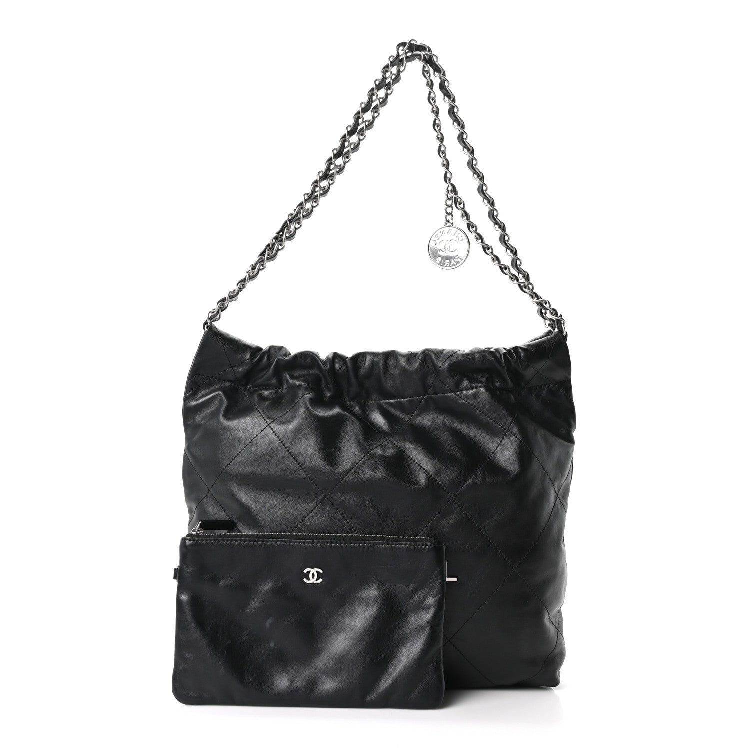 Shiny Calfskin Quilted Small Chanel 22 Black — view 3
