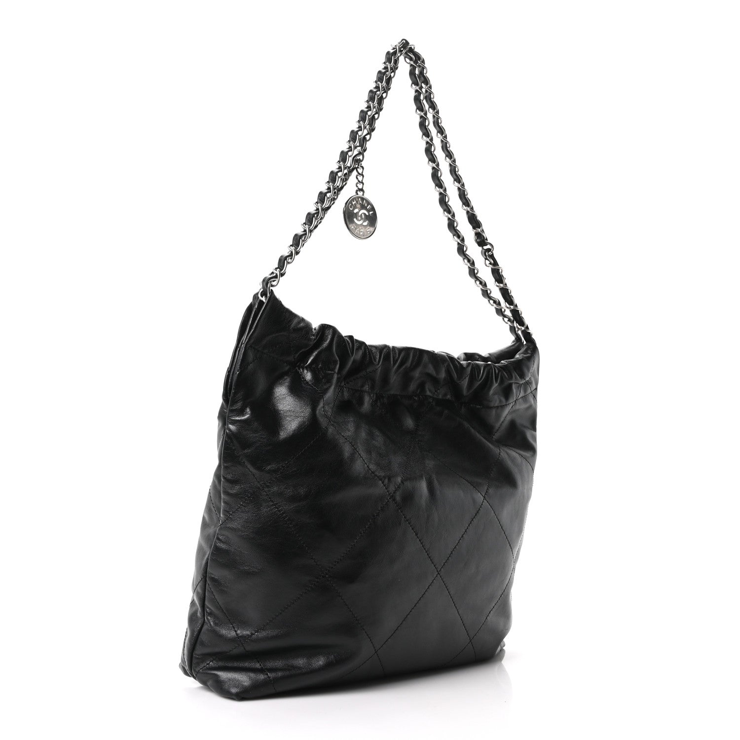 Shiny Calfskin Quilted Small Chanel 22 Black — view 4