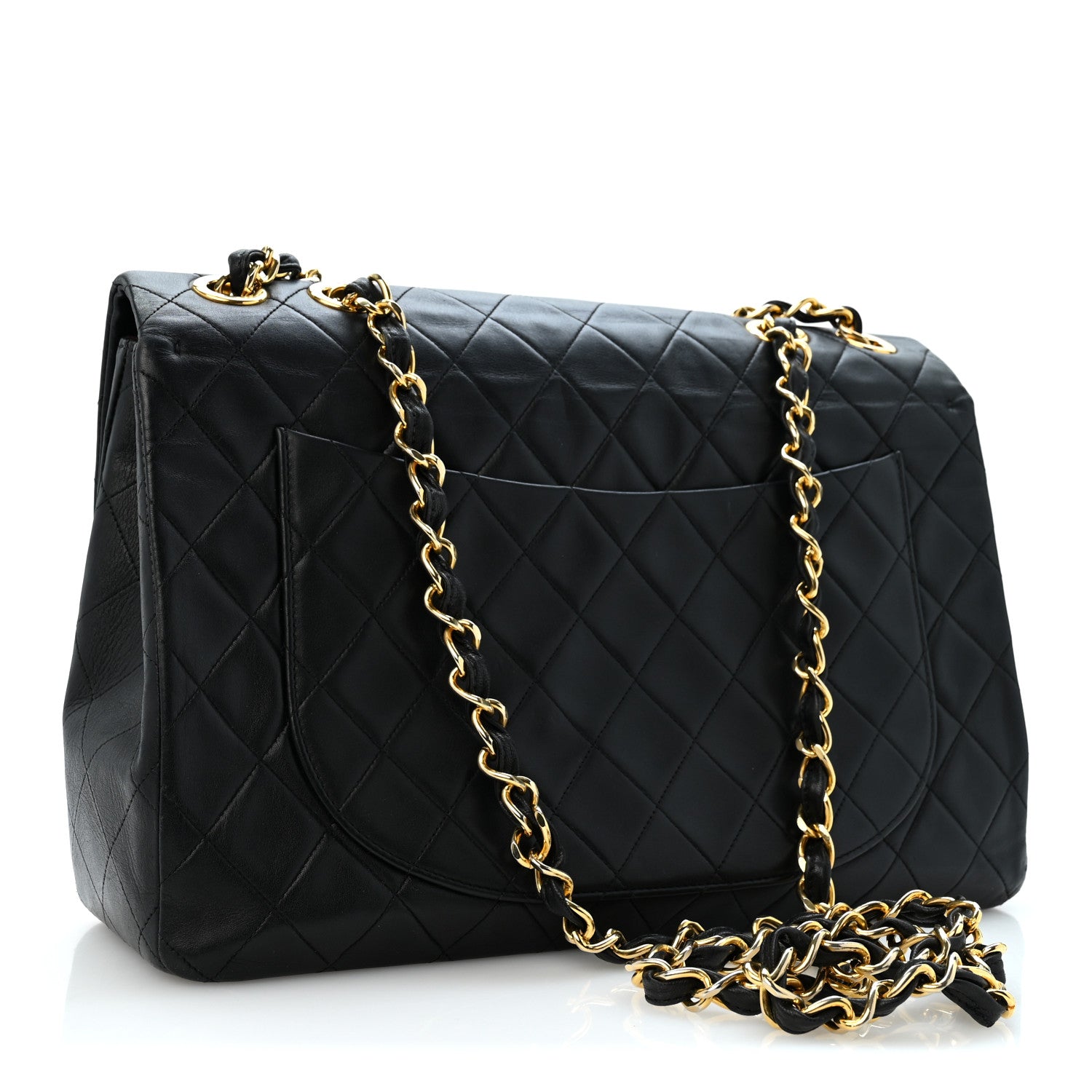 Lambskin Quilted XL Jumbo Single Flap Black — view 3