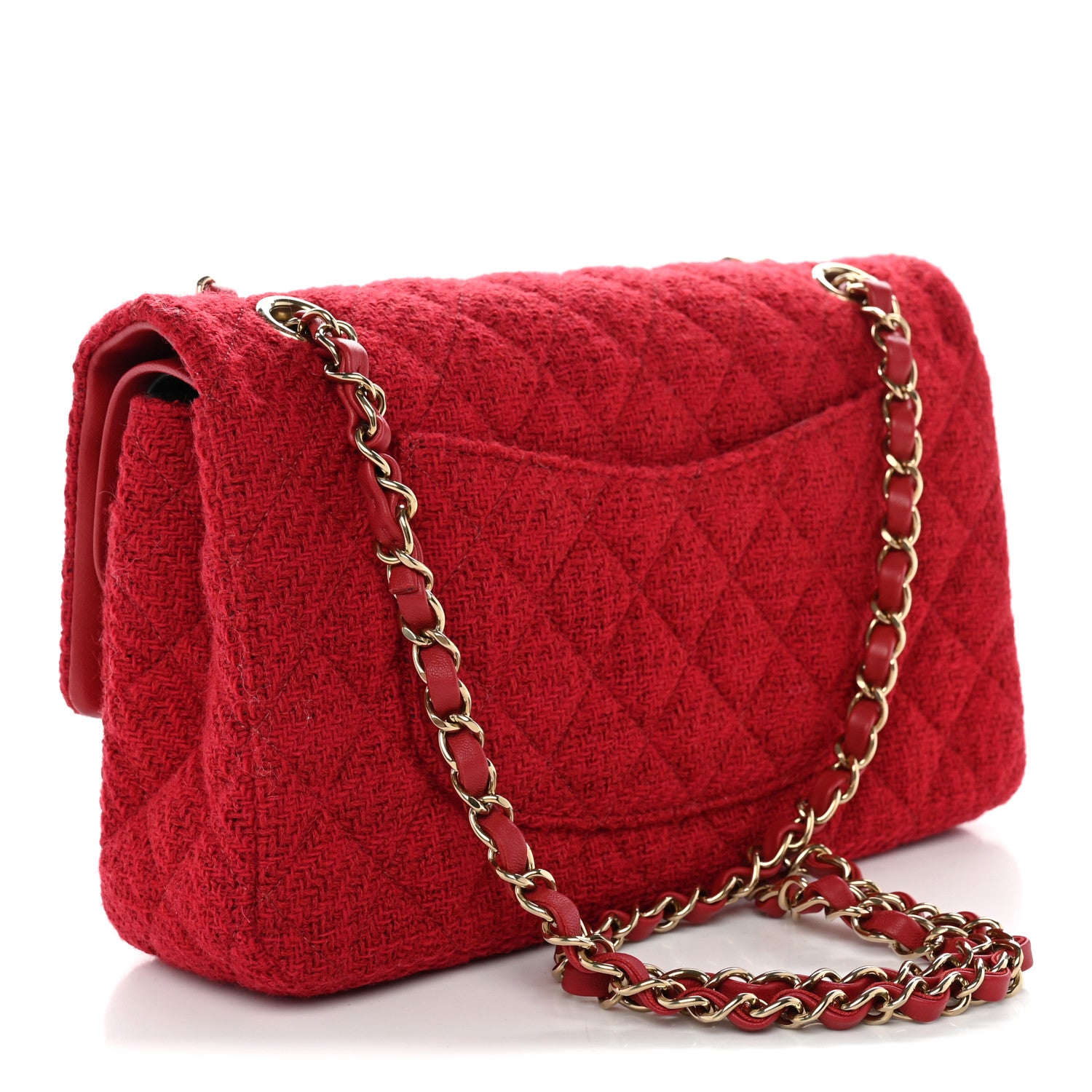 Tweed Quilted Medium Double Flap Red — view 3