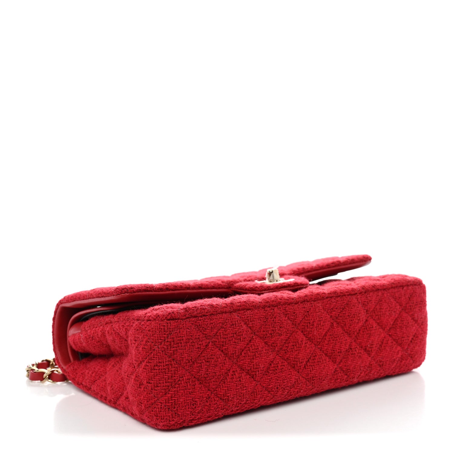 Tweed Quilted Medium Double Flap Red — view 4