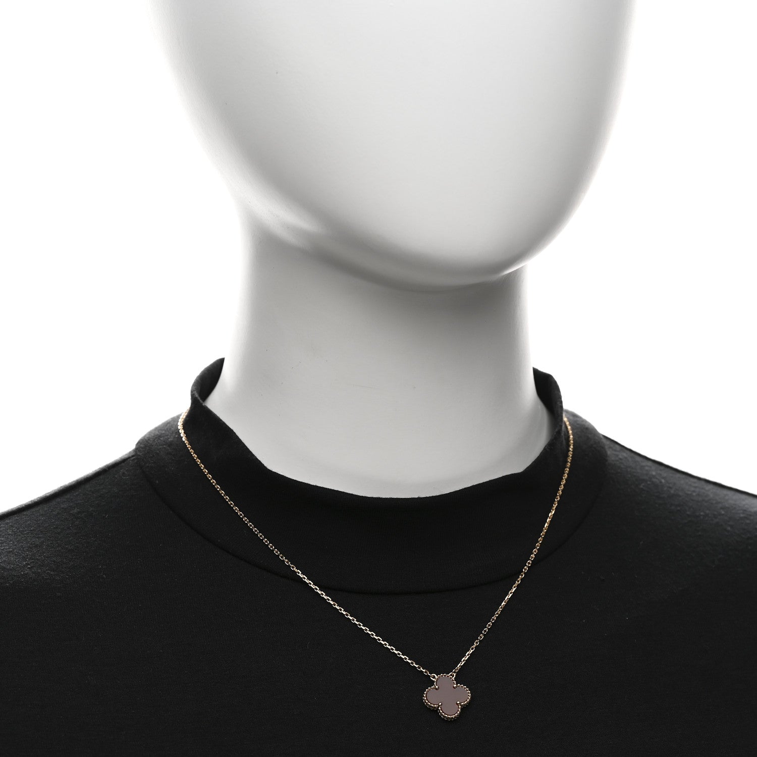 18K Yellow Gold Carnelian Vintage Alhambra Pendant Necklace — view 2