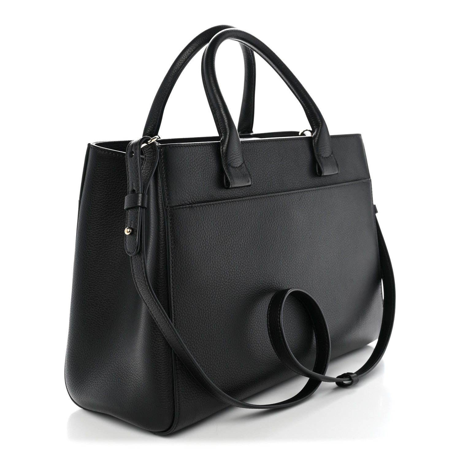 Grained Calfskin Small Neo Executive Shopper Tote Black — view 3