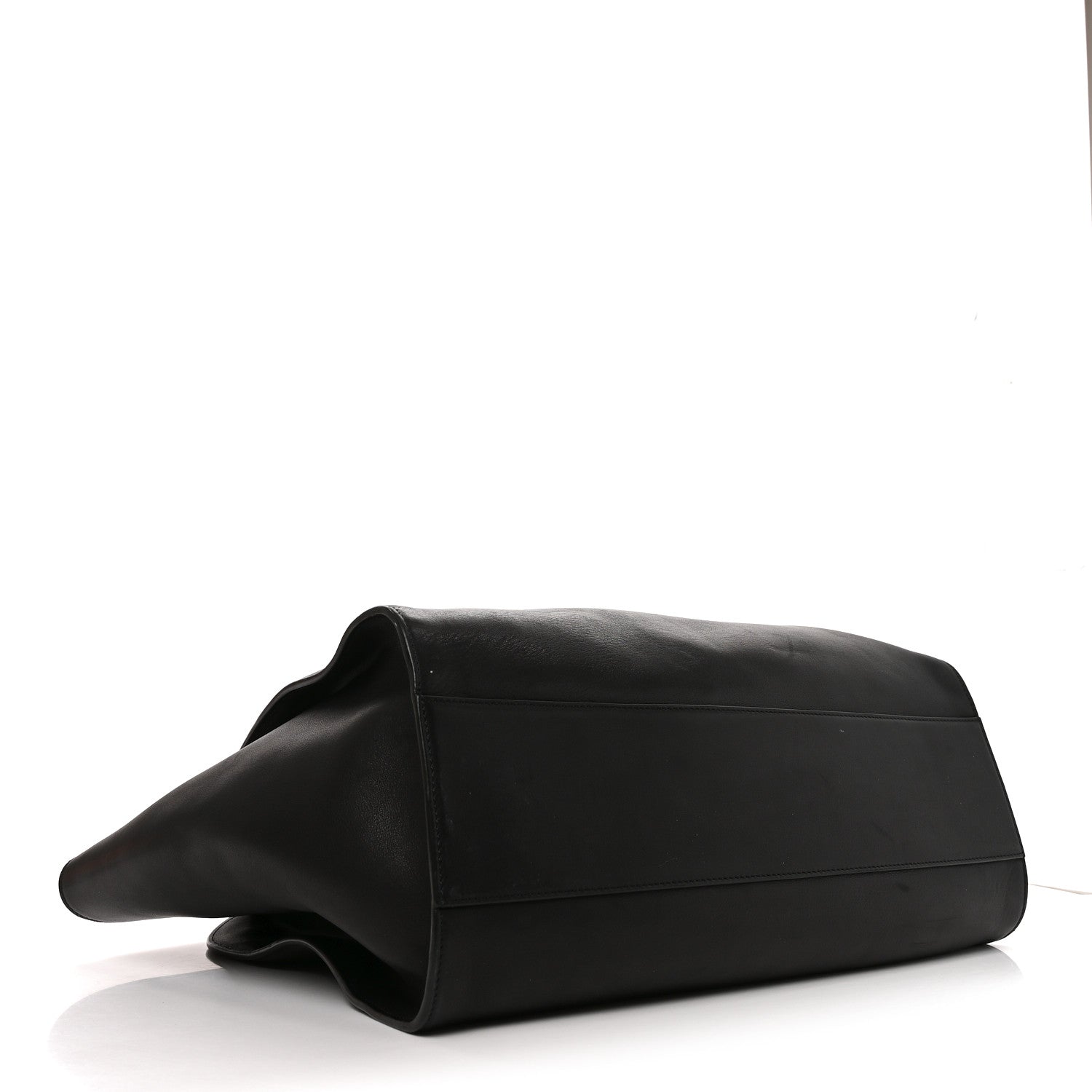 Polished Saddle Calfskin Marlo 17 Tote Bag Black — view 4
