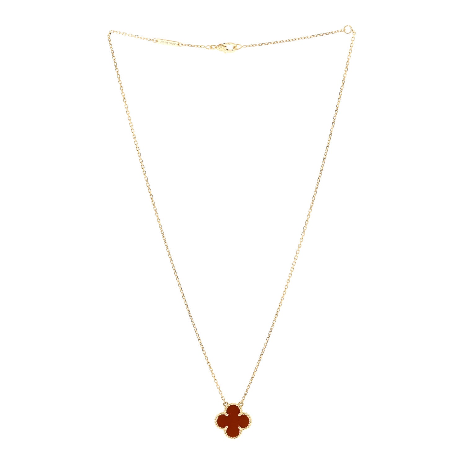 18K Yellow Gold Carnelian Vintage Alhambra Pendant Necklace — view 3