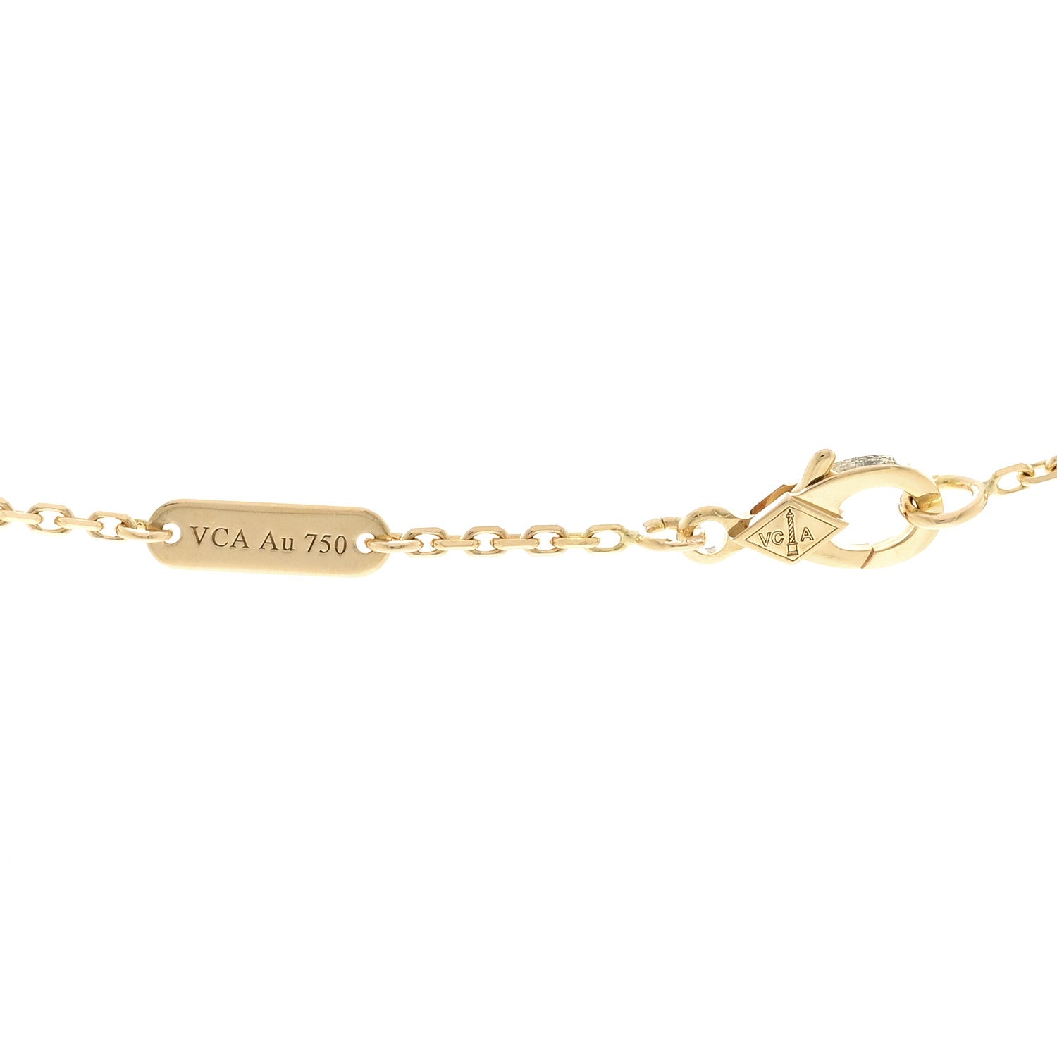 18K Yellow Gold Carnelian Vintage Alhambra Pendant Necklace — view 4