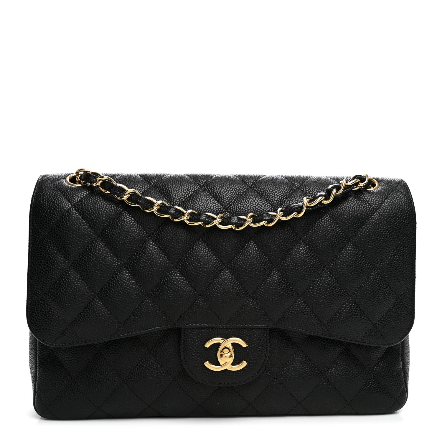 Caviar Quilted Jumbo Double Flap Black — view 1