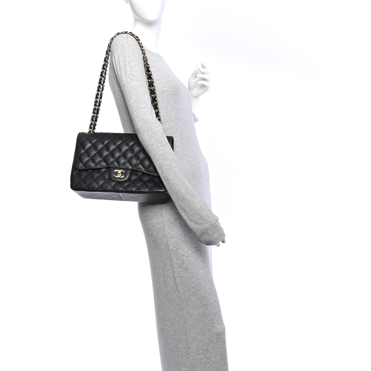 Caviar Quilted Jumbo Double Flap Black — view 2