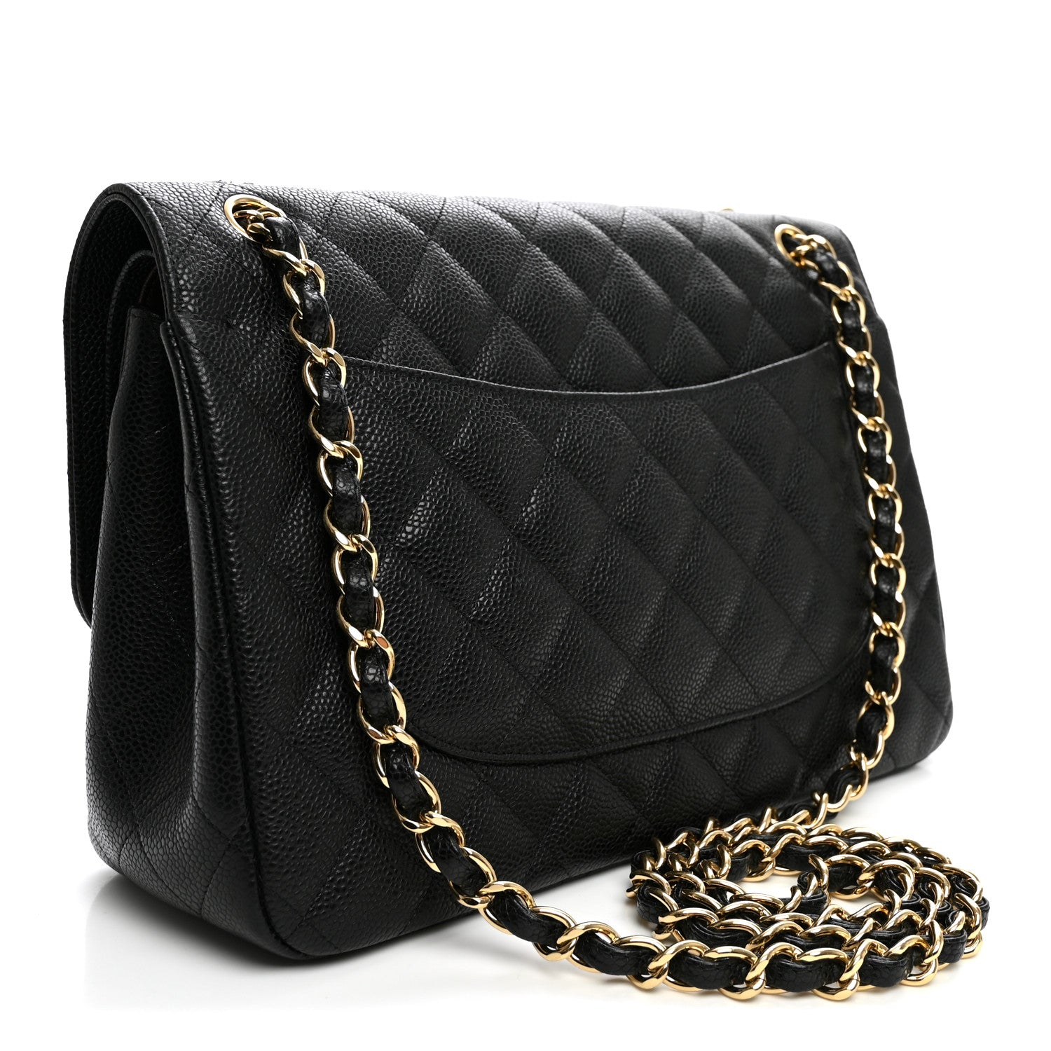 Caviar Quilted Jumbo Double Flap Black — view 3