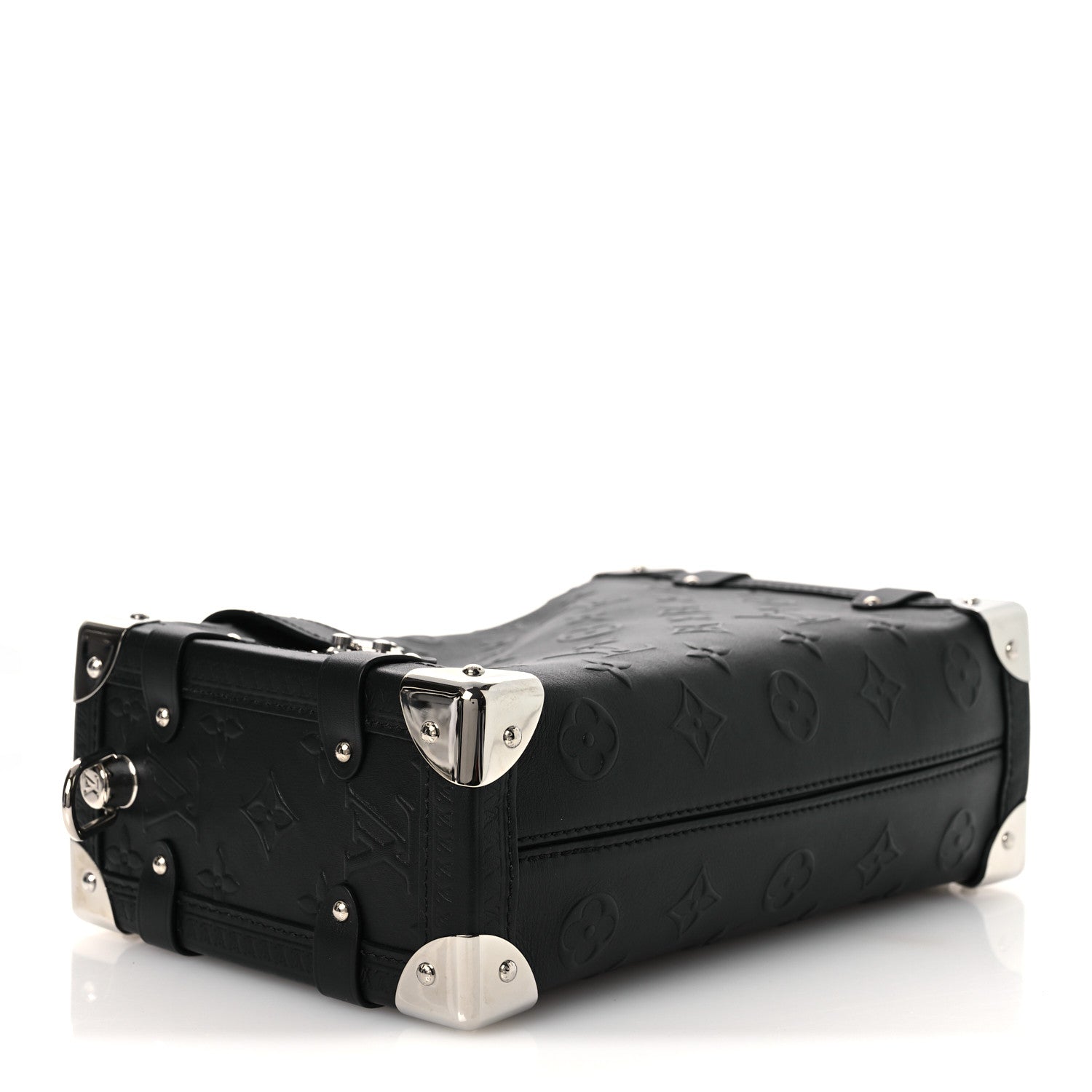 Calfskin Debossed Monogram Side Trunk Black — view 4