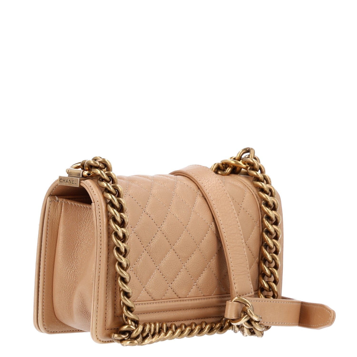 Metallic Caviar Quilted Small Boy Flap Gold — view 3