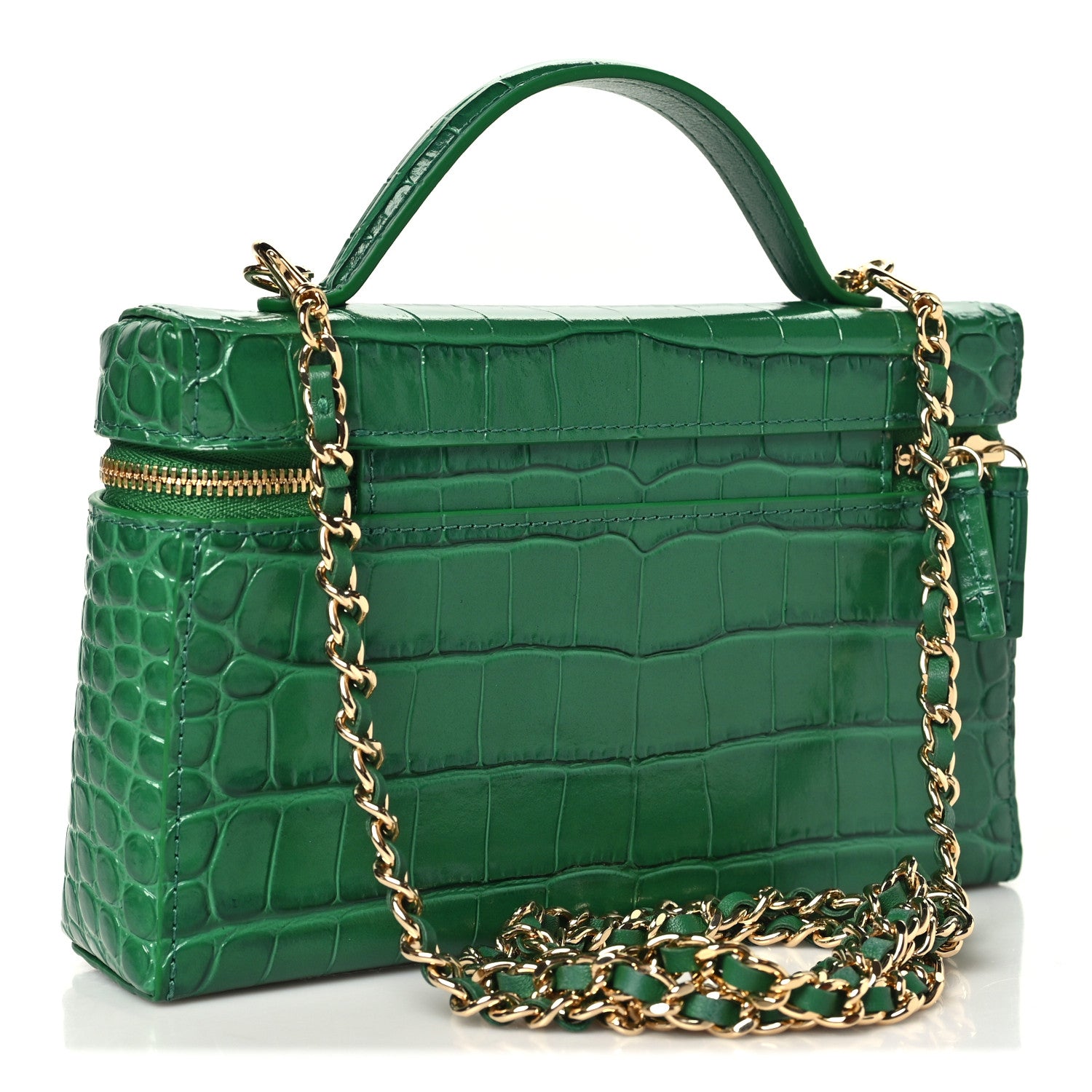 Calfskin Crocodile Embossed Crococo Exoticoco Vanity With Chain Emerald — view 3
