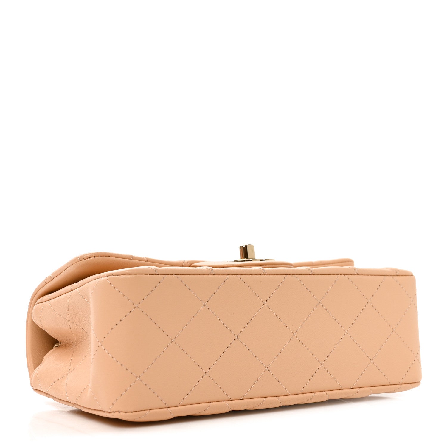 Lambskin Quilted Mini Rectangular Flap Beige — view 4