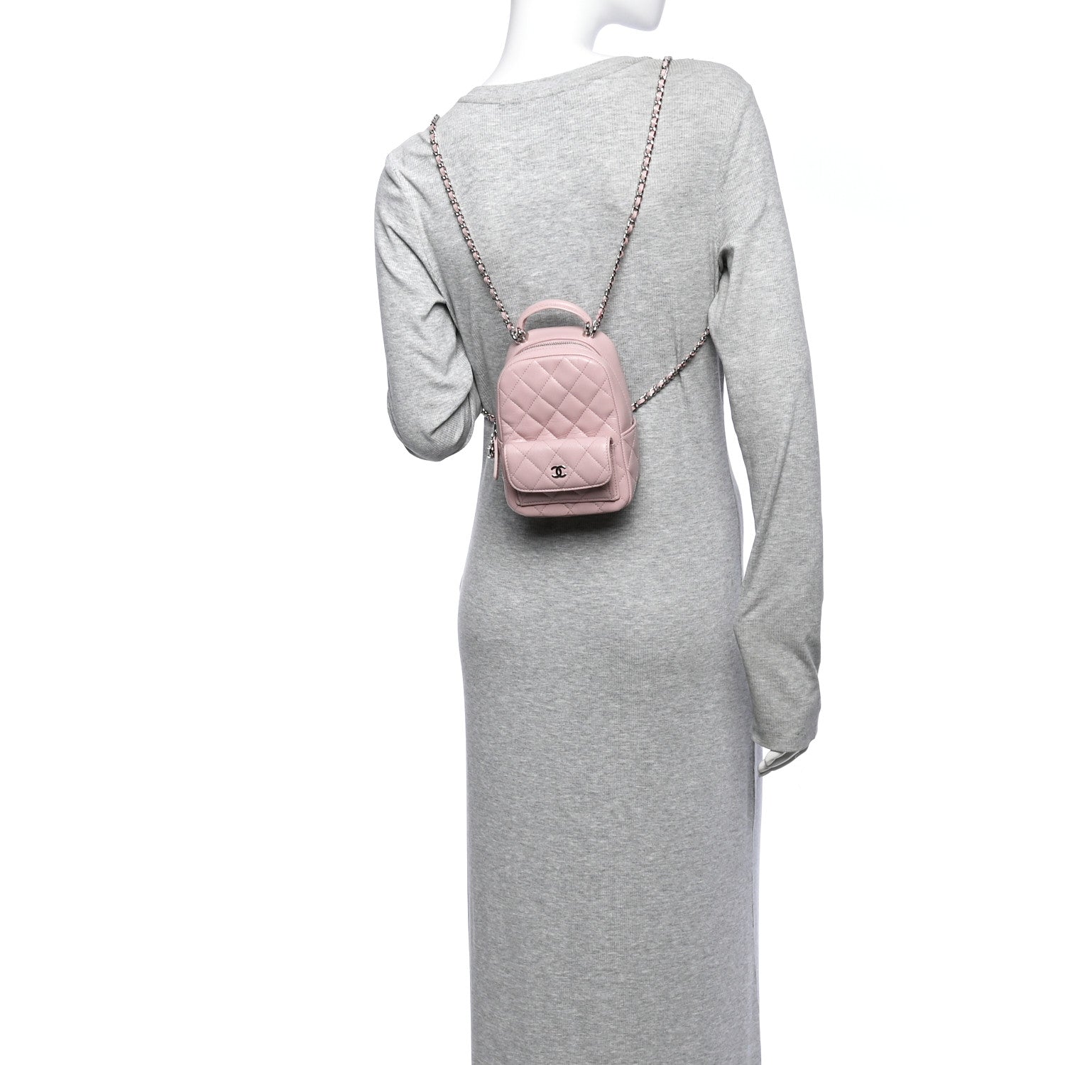 Caviar Quilted CC Mini Classic Backpack Pink — view 2