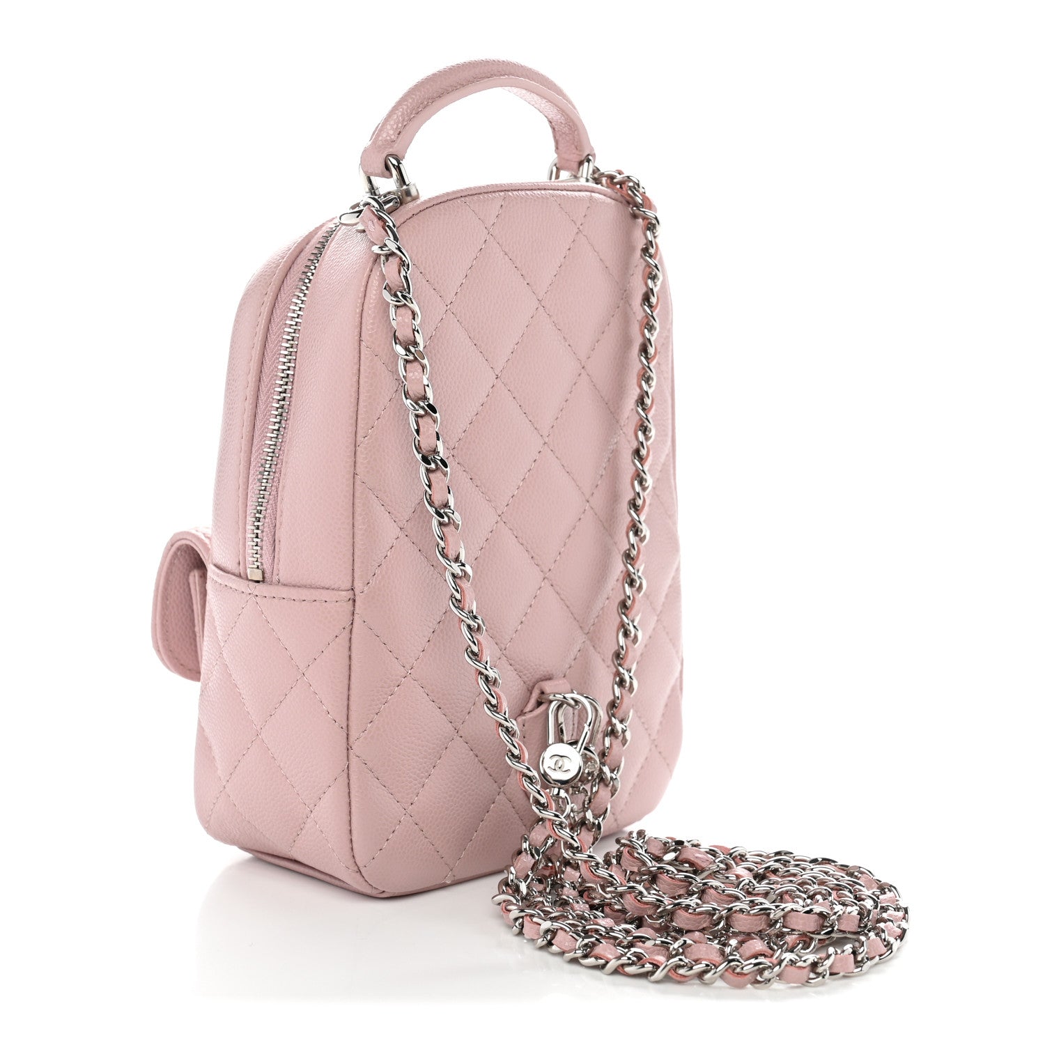 Caviar Quilted CC Mini Classic Backpack Pink — view 3